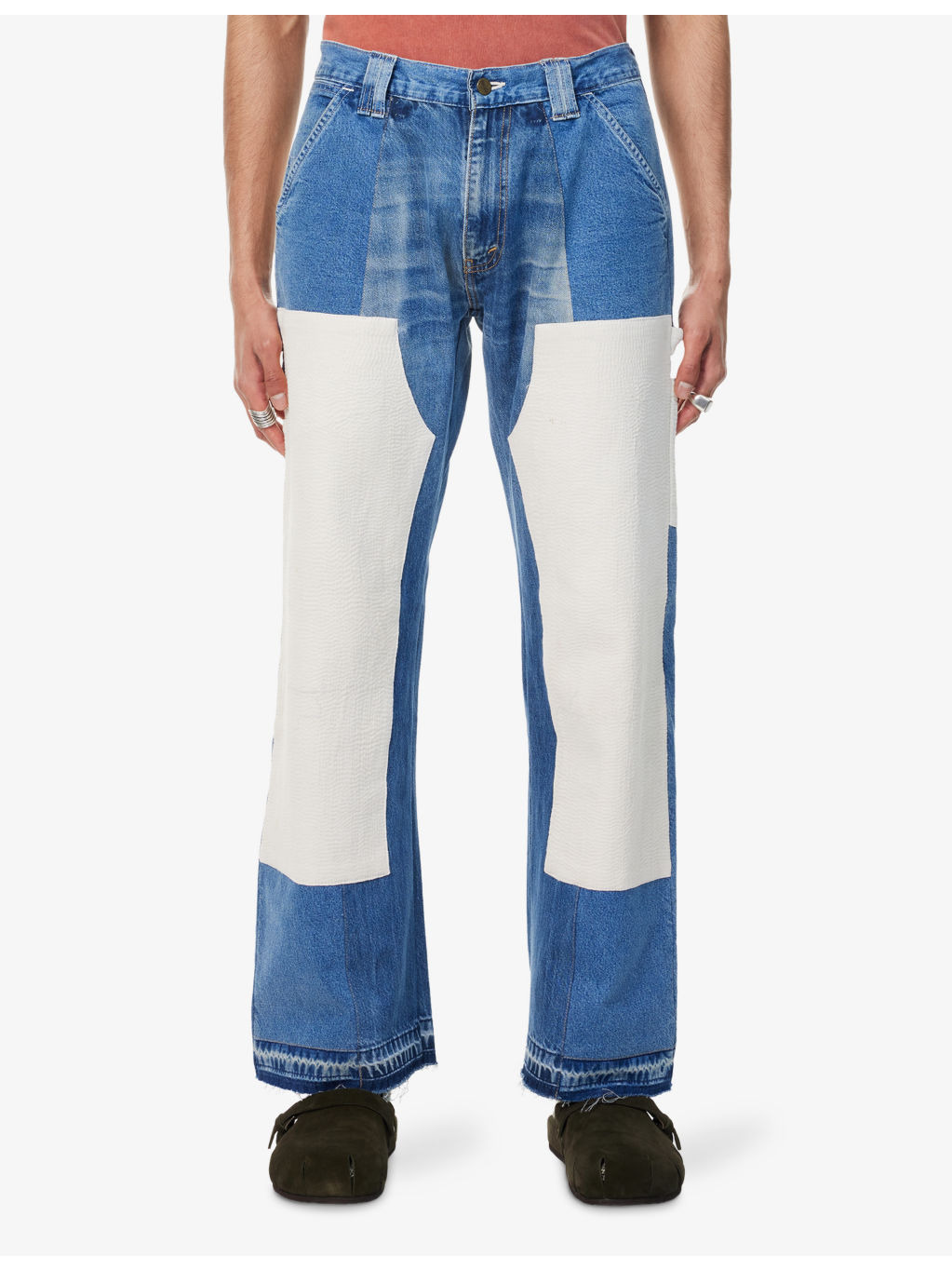 Double Knee Patch Straight-Leg Denim Jeans - 3