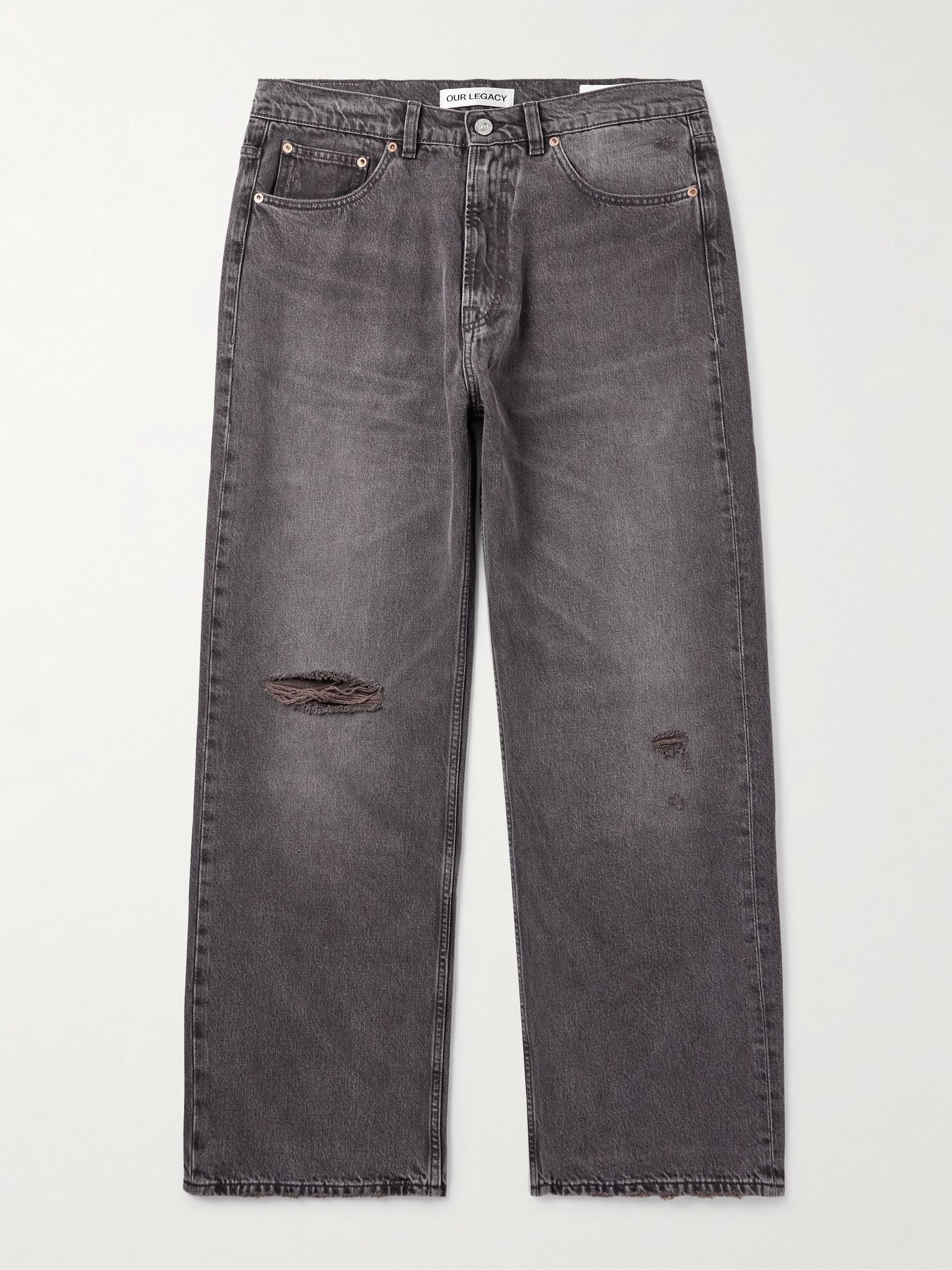 Third Cut Straight-Leg Distressed Jeans Gray - 1