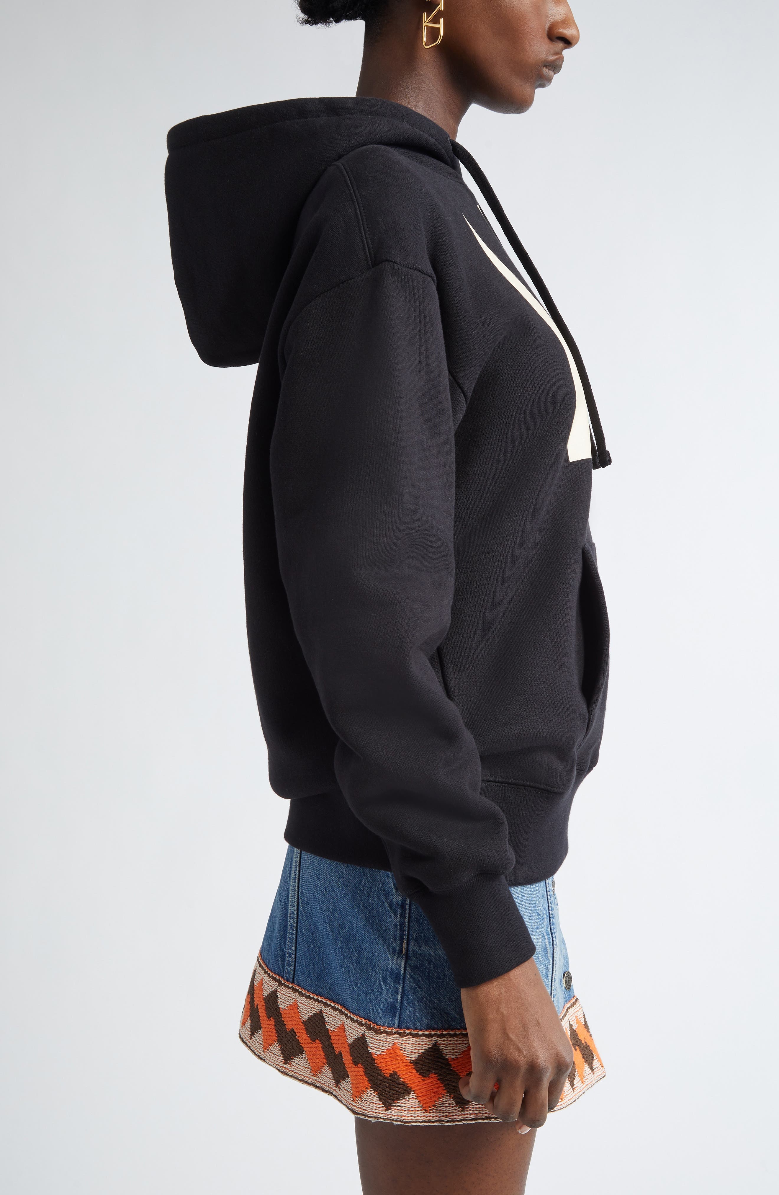 Valentino Garavani Chez Valentino Oversize Fleece Graphic Hoodie in Black at Nordstrom - 4