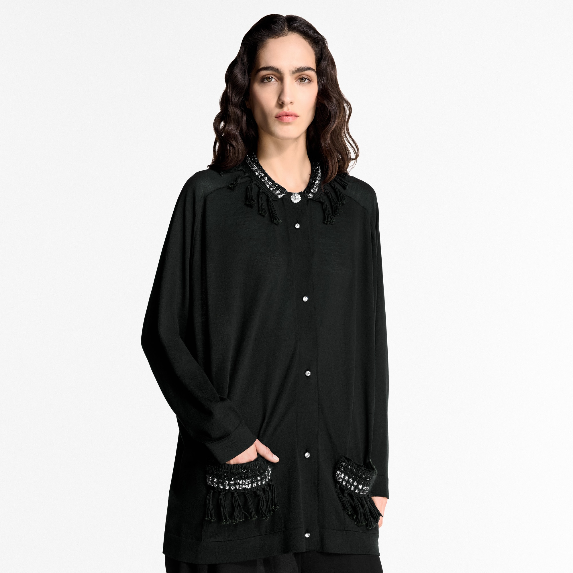 Fringe Trim Cardigan - 2