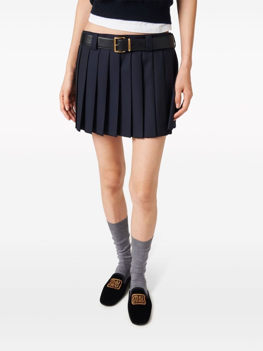 pleated wool miniskirt - 4