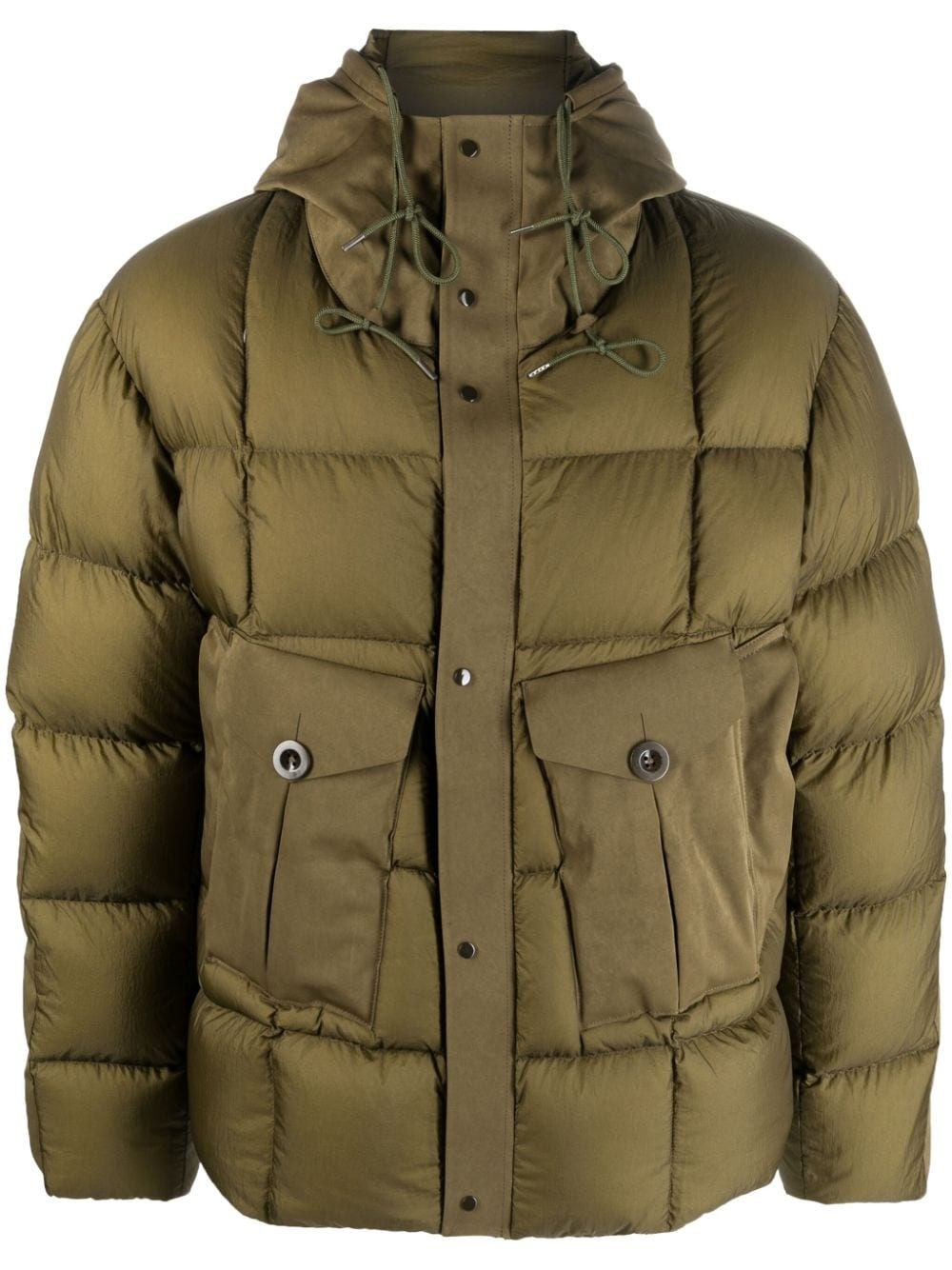Ten C hooded padded down jacket | REVERSIBLE
