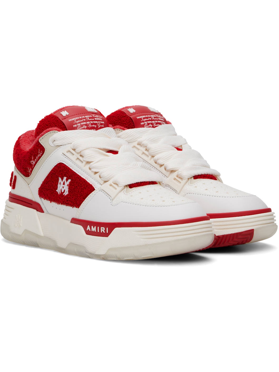 White & Red Varsity MA-1 Sneakers - 4