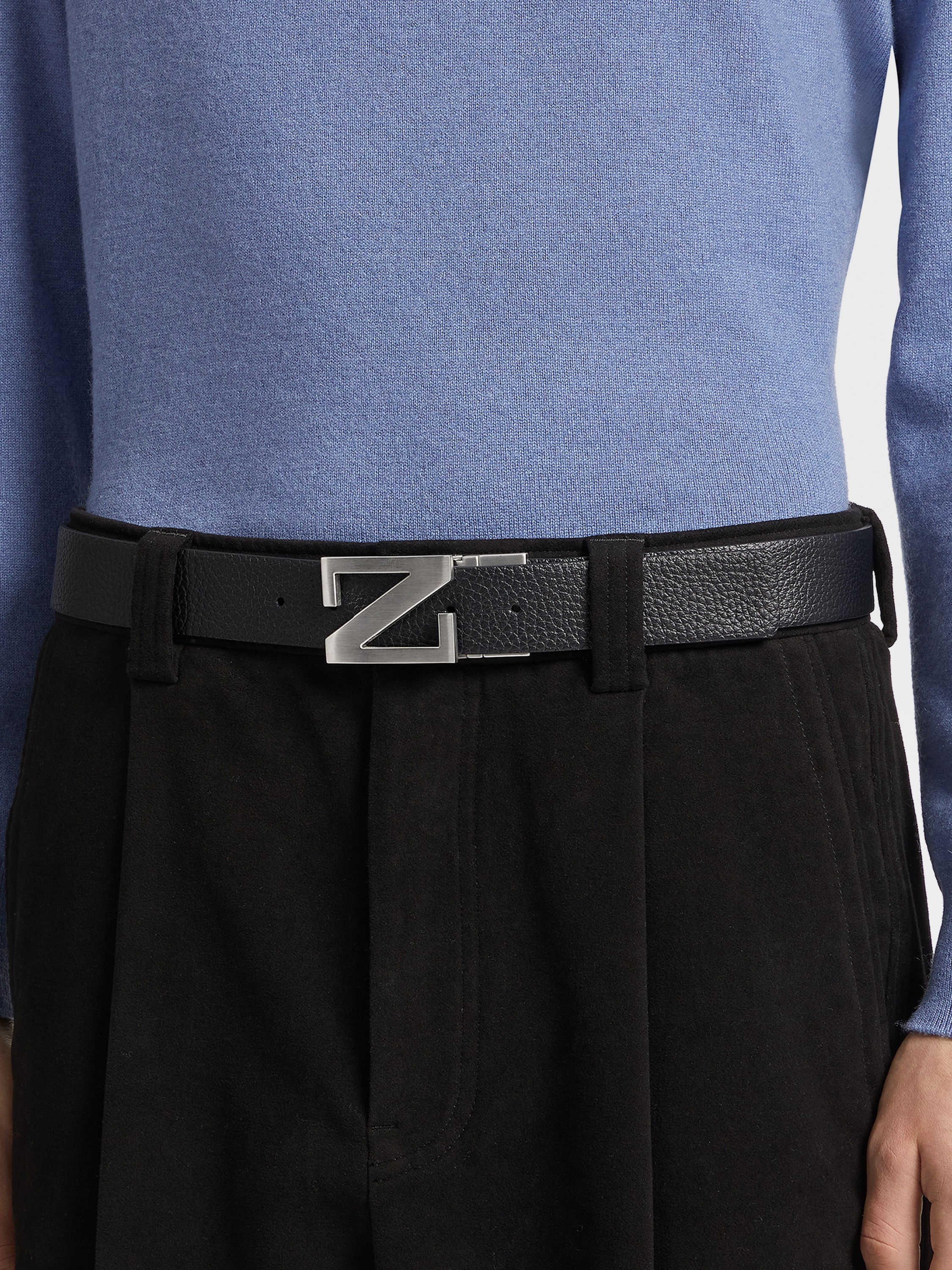 BLACK REVERSIBLE LEATHER BELT - 3