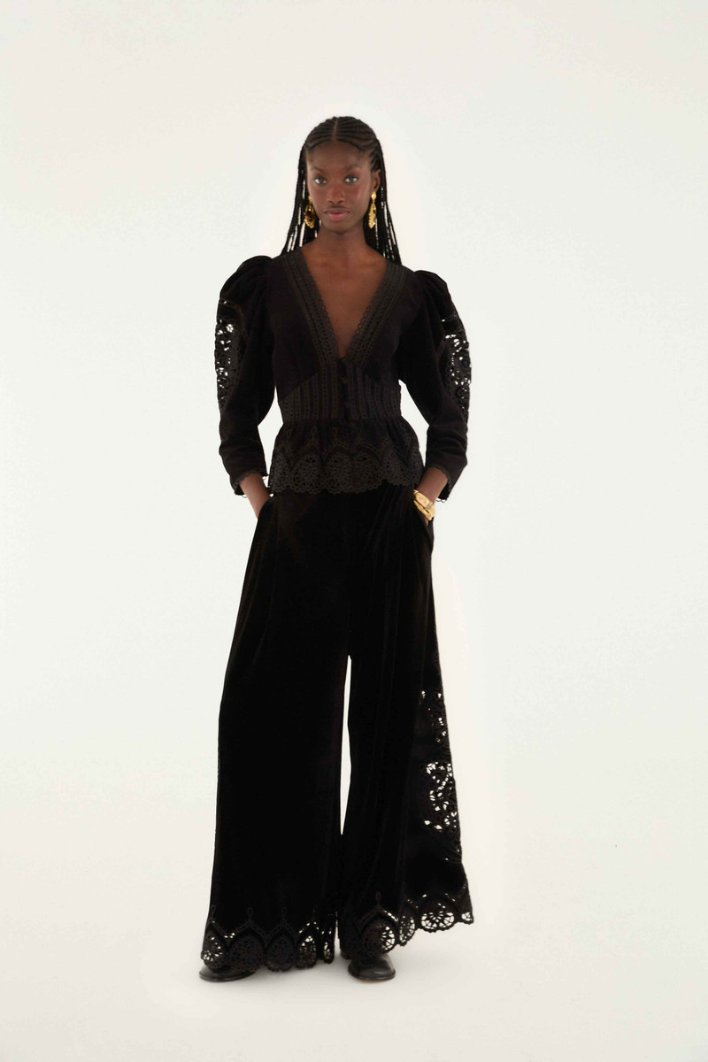 Black Artichoke Heart Richelieu Pants 1