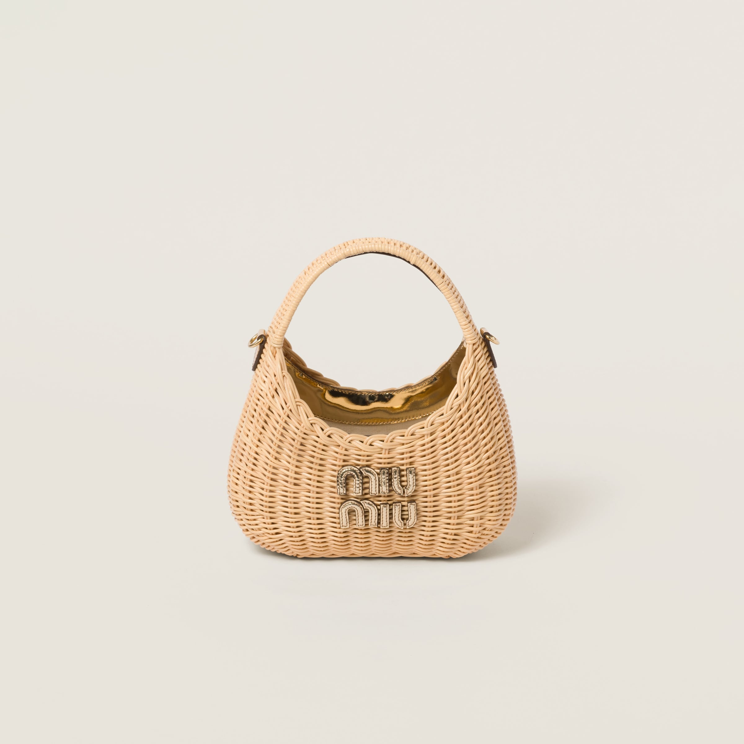 Wander woven raffia-effect yarn hobo bag with leather details - 1