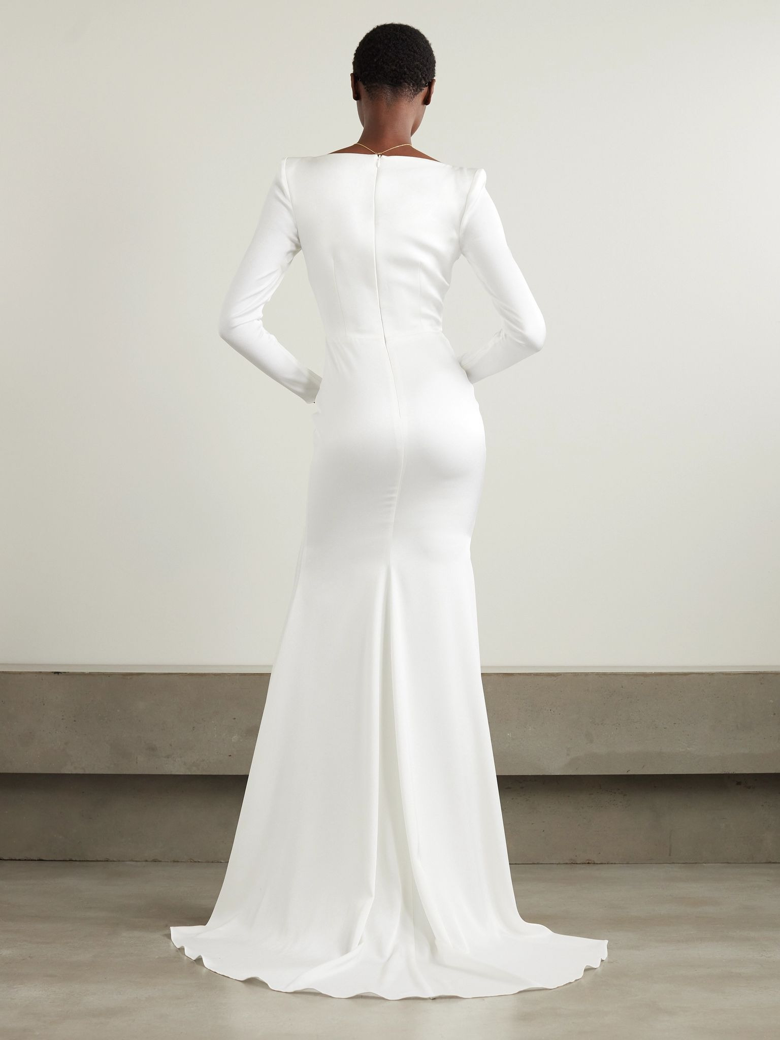 Satin-crepe gown White - 3