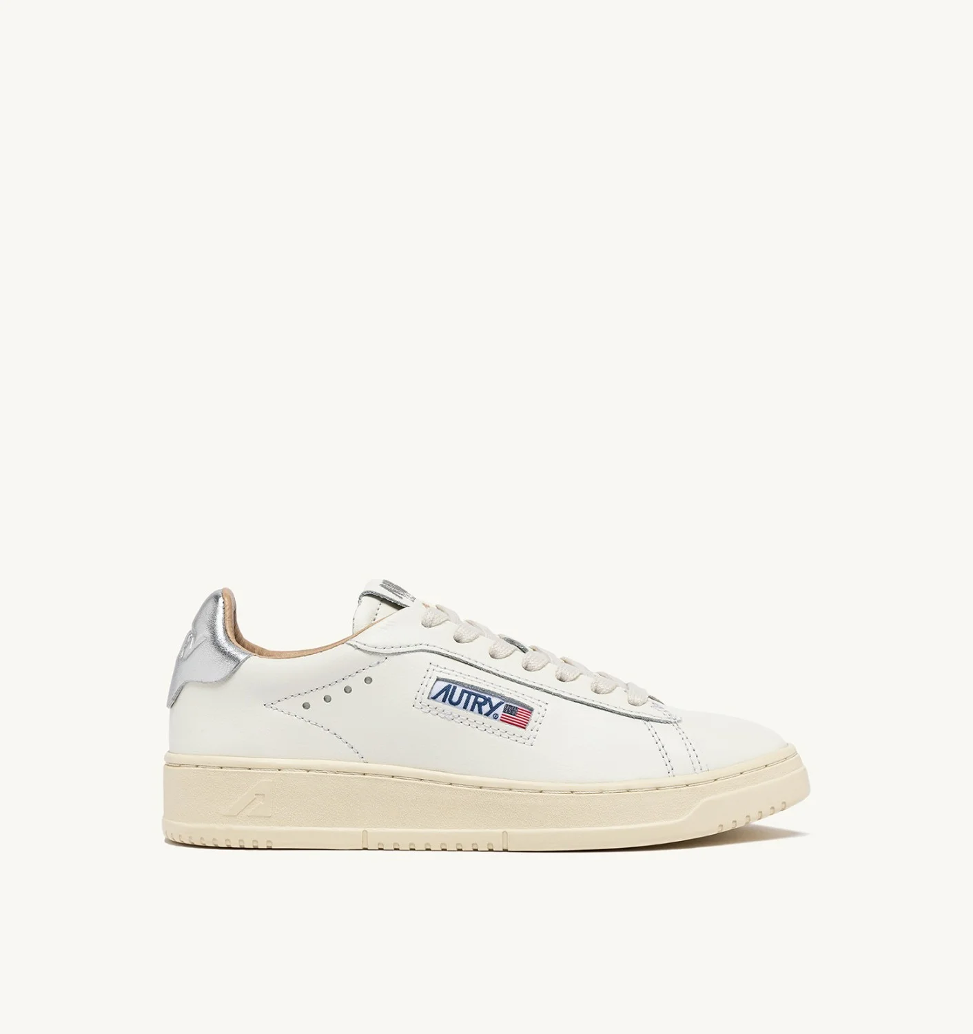 DALLAS LOW SNEAKERS IN WHITE AND SILVER LEATHER - 1