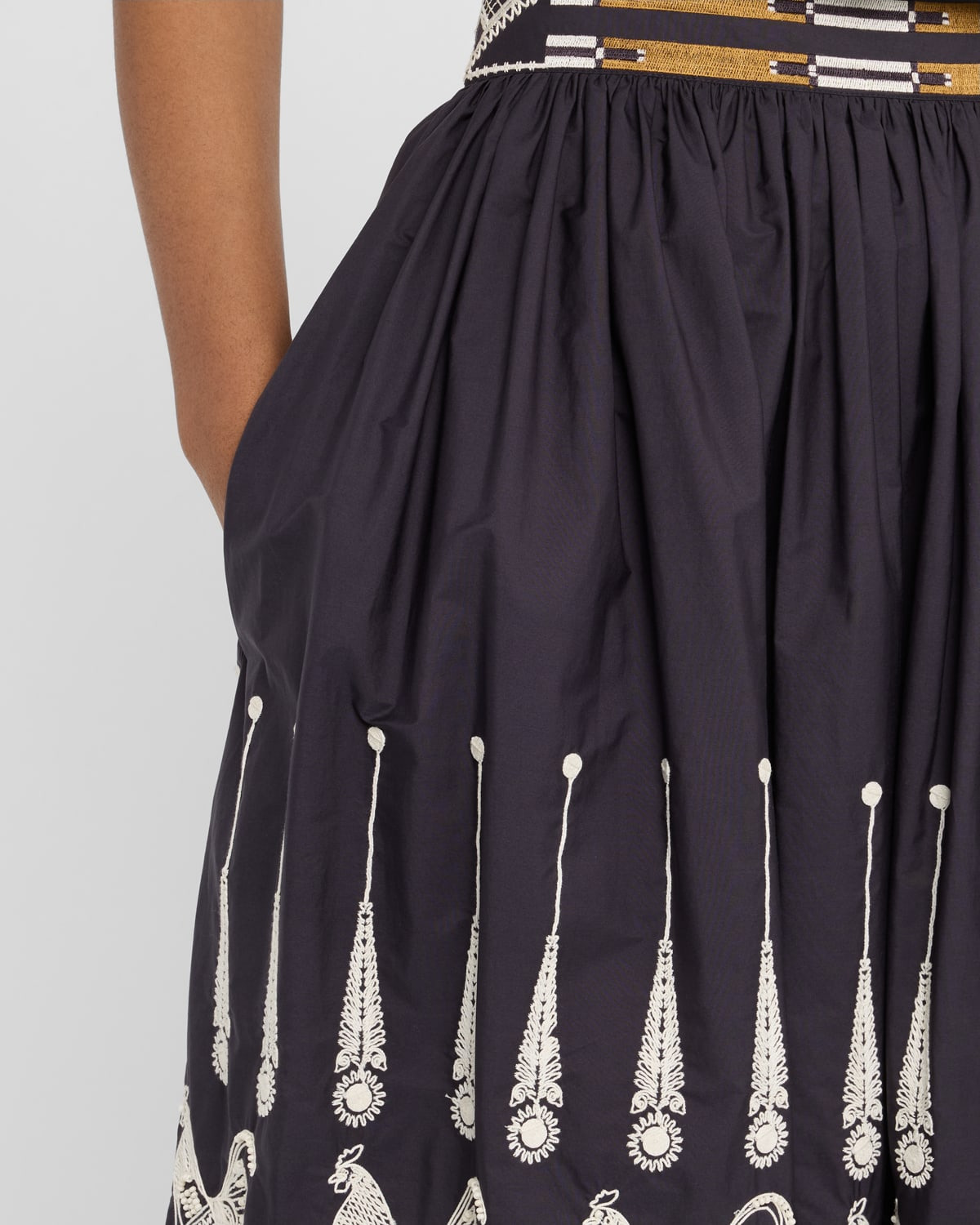 Ombretta Embroidered A-Line Maxi Skirt - 5