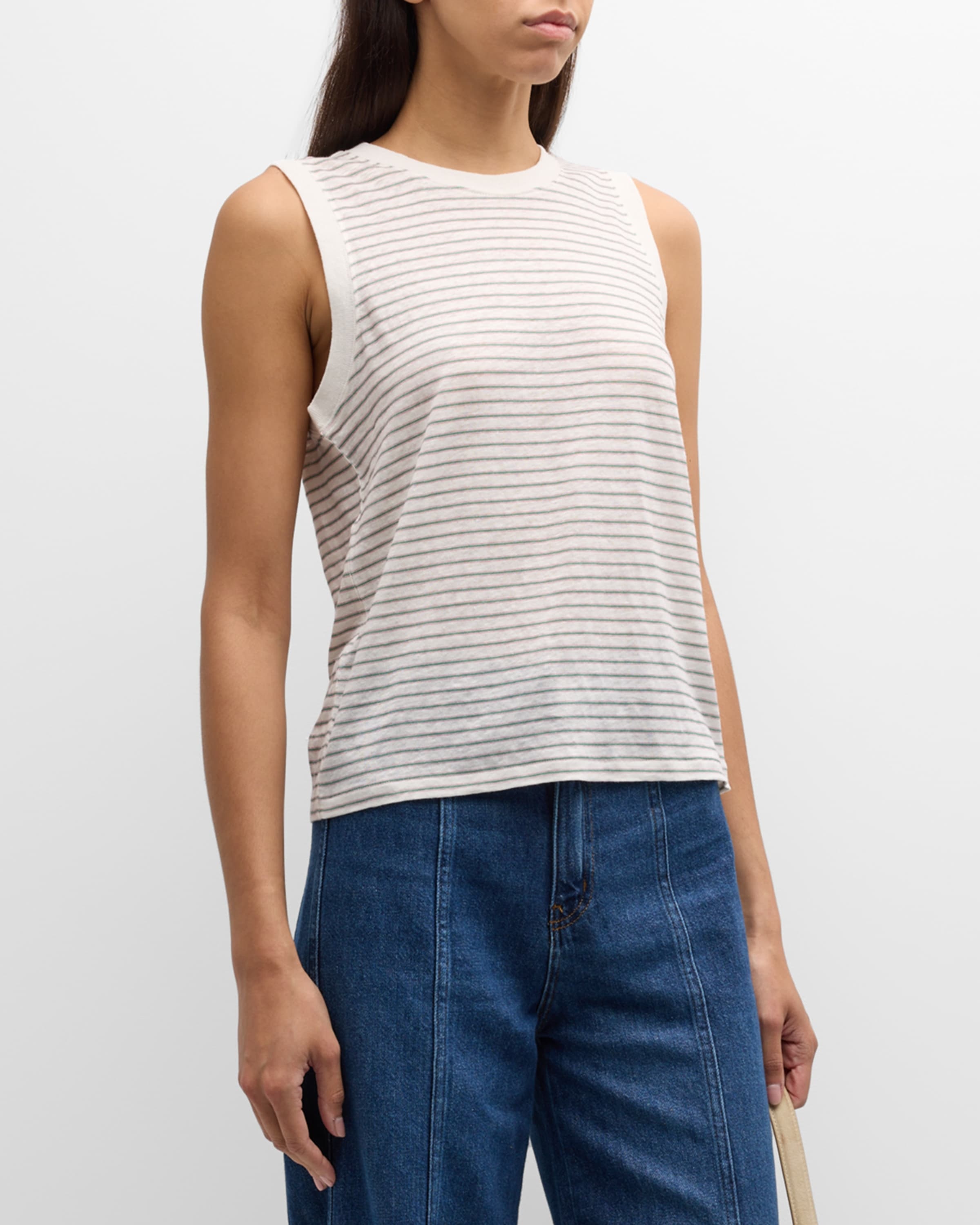 Stripe Crewneck Muscle Tee - 2