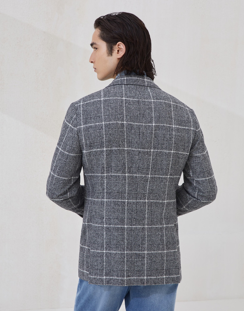 Brunello Cucinelli Alpaca and wool overcheck Prince of Wales deconstructed Cavallo blazer outlook