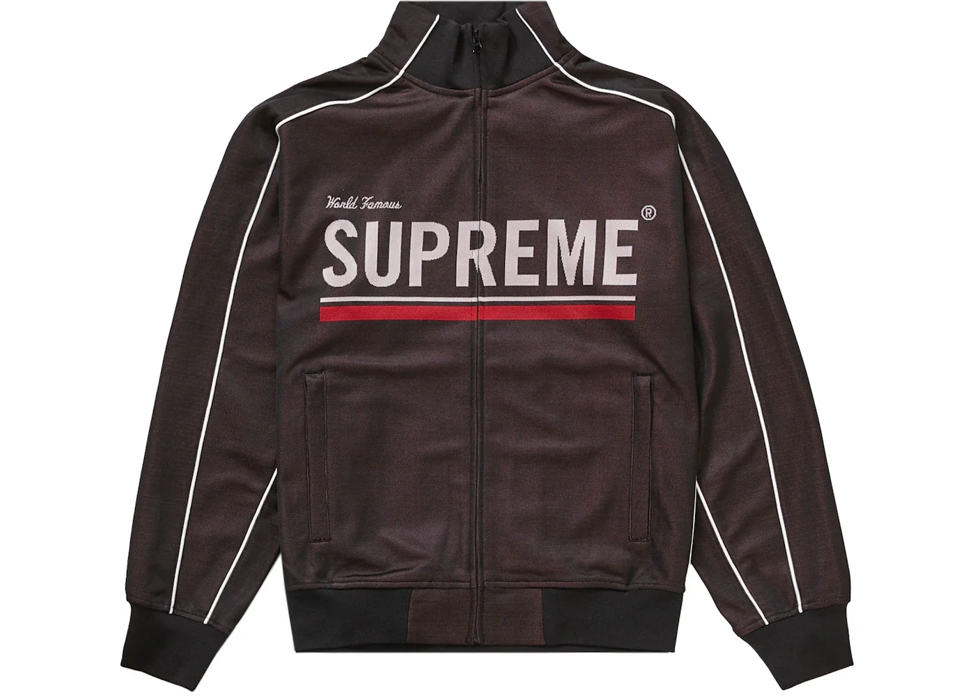 Supreme World Famous Jacquard Track Jacket Black - 1