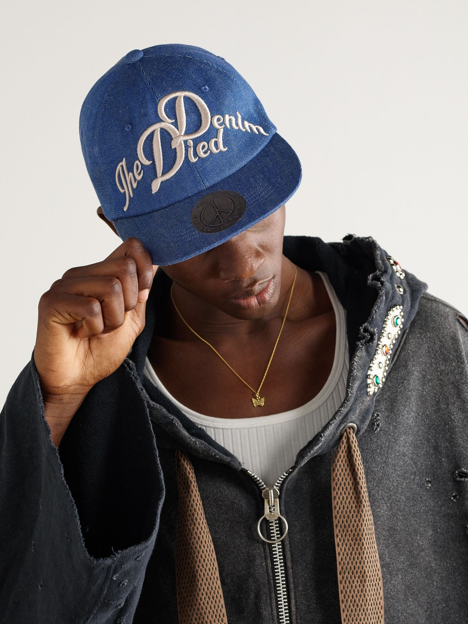 Logo-Embroidered Cotton-Twill Baseball Cap Blue - 2