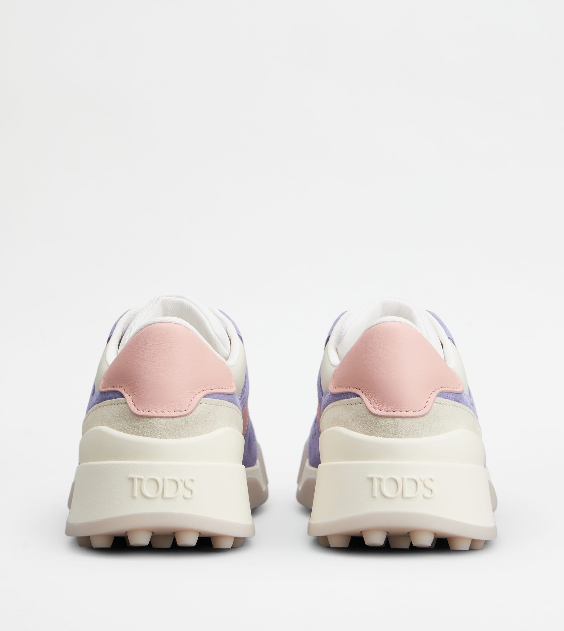 SNEAKERS IN SUEDE AND SMOOTH LEATHER - VIOLET, PINK, OFF WHITE - 2