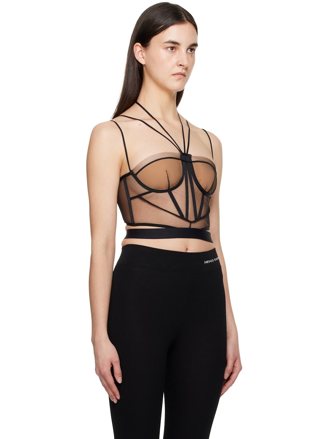 Black & Beige Helen Tulle Corset - 2