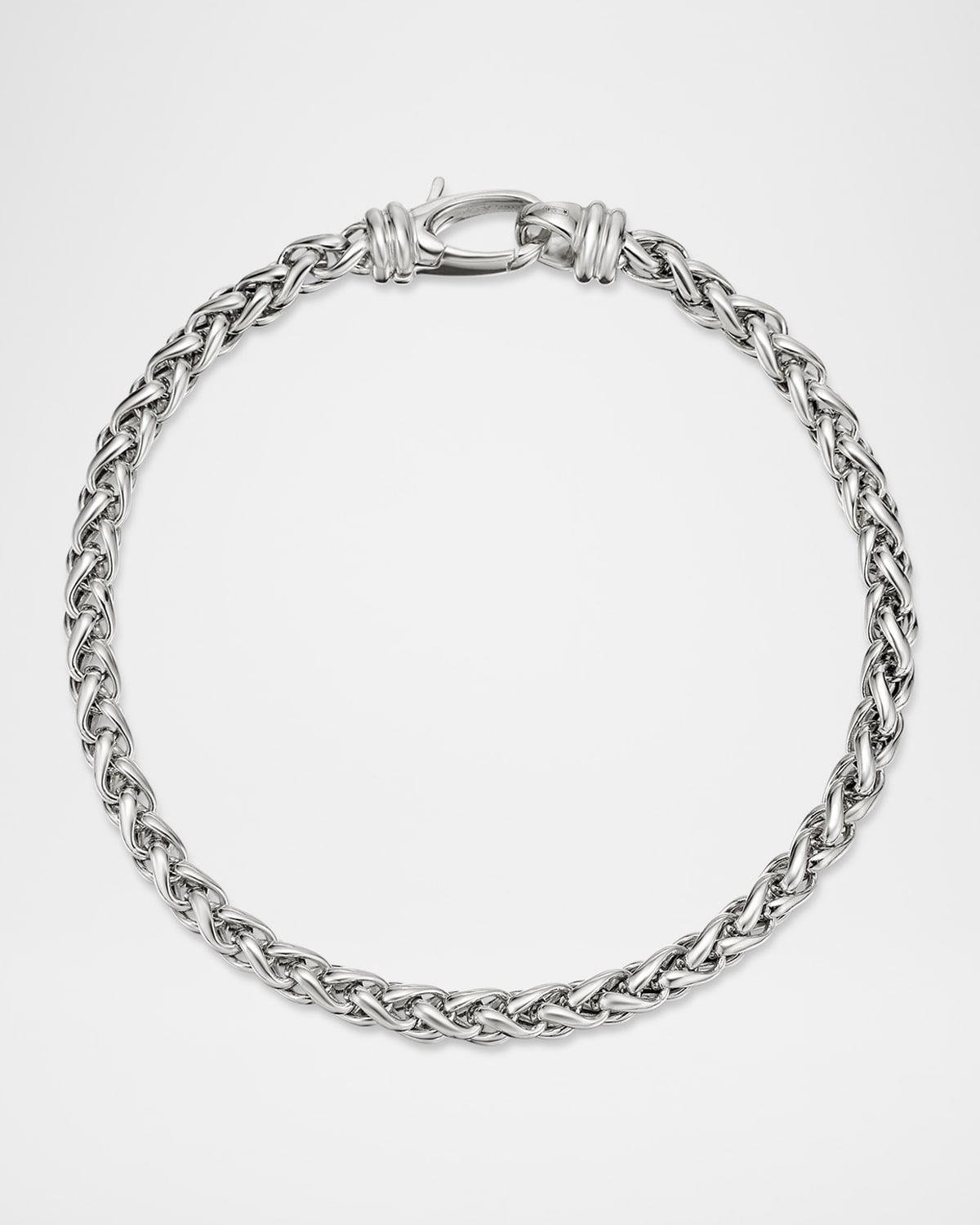 Men's Wheat Chain Bracelet in Silver, 4mm - 5