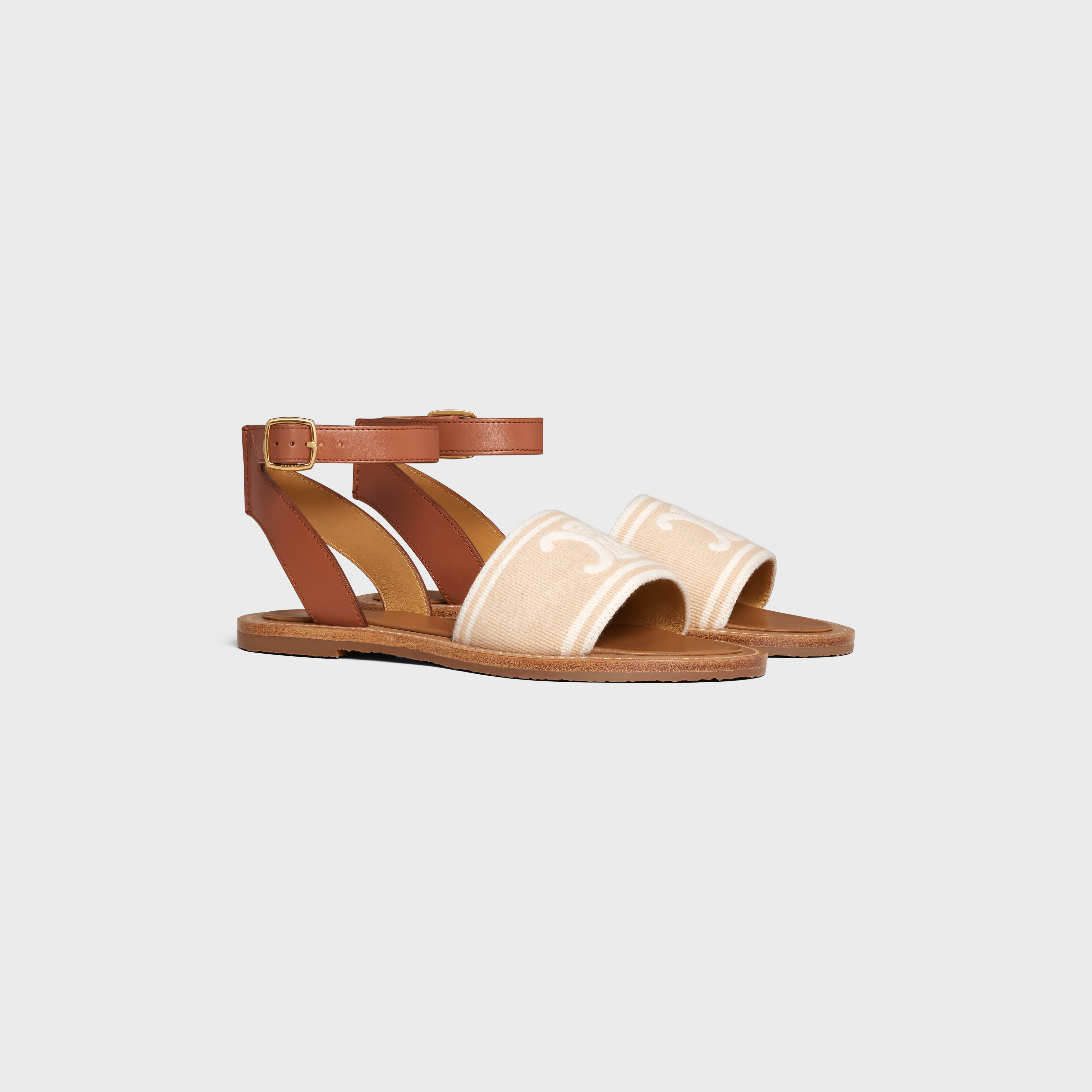 CELINE LYMPIA SANDAL in TRIOMPHE JACQUARD CANVAS & CALFSKIN - 2