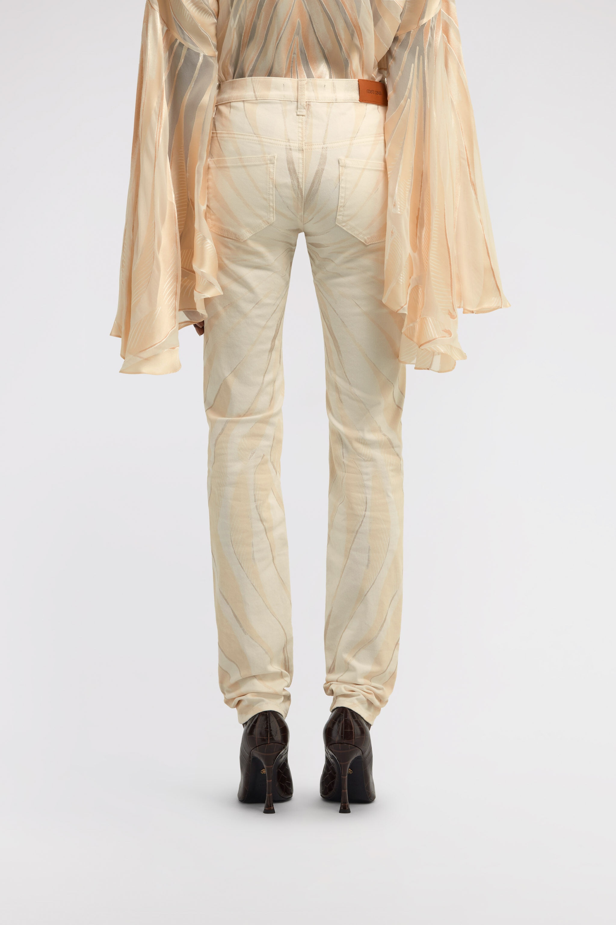 Ray Of Gold Print Skinny Cotton Trousers - 4