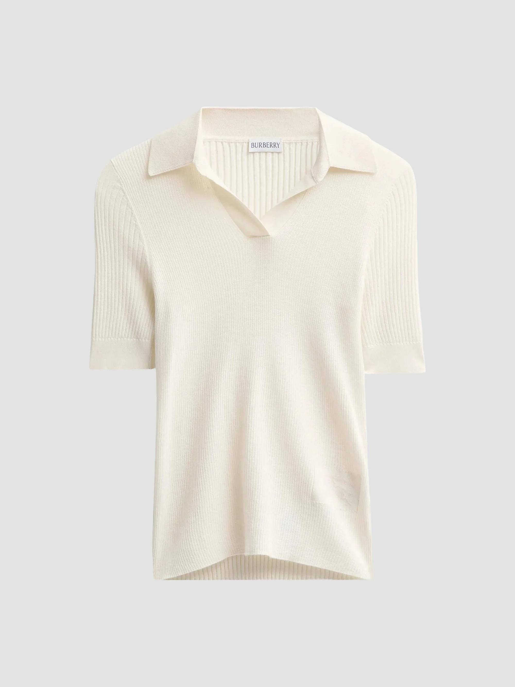 Women's Rain Rib-Knit Cashmere Polo Shirt - Tundra White - 1