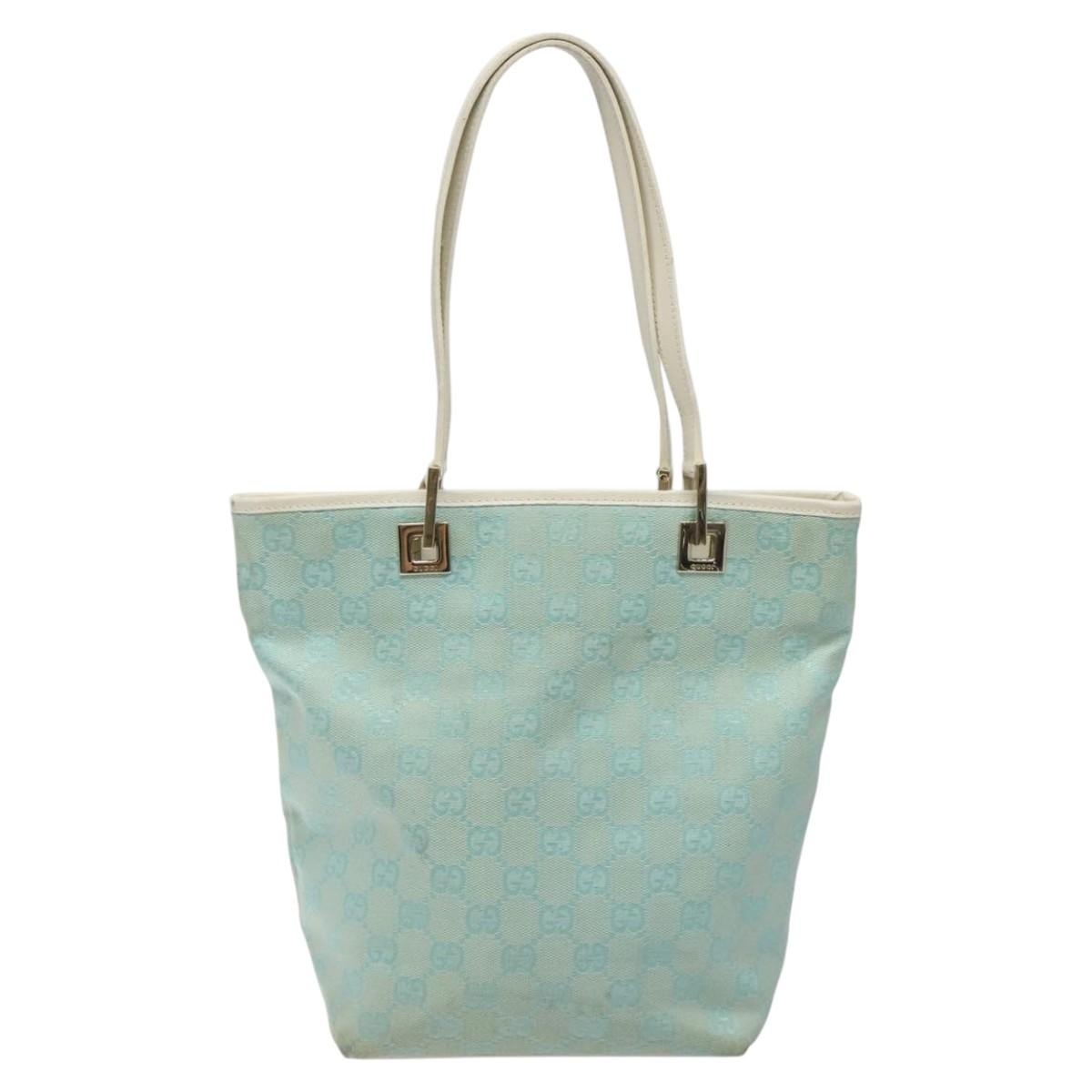 GUCCI GG Canvas Tote Bag Light Blue Gold 002 002 - 13