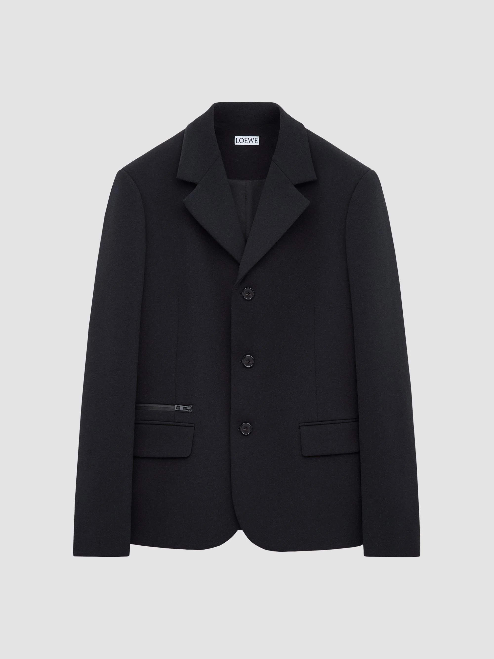 Men's Single-Breasted Blazer Jacket - Black - 1