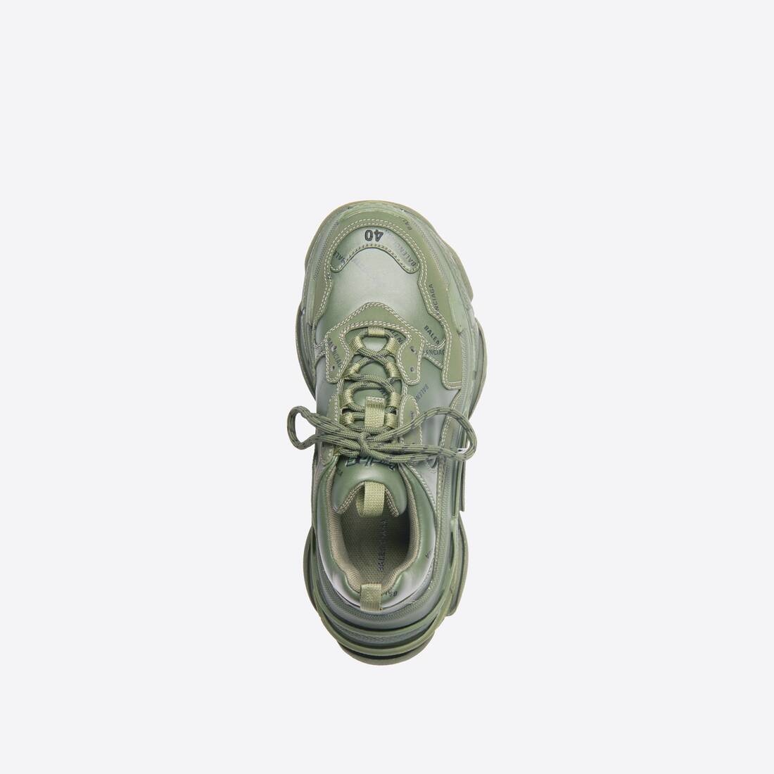 Men's Triple S Sneaker Allover Logo in Green - 5