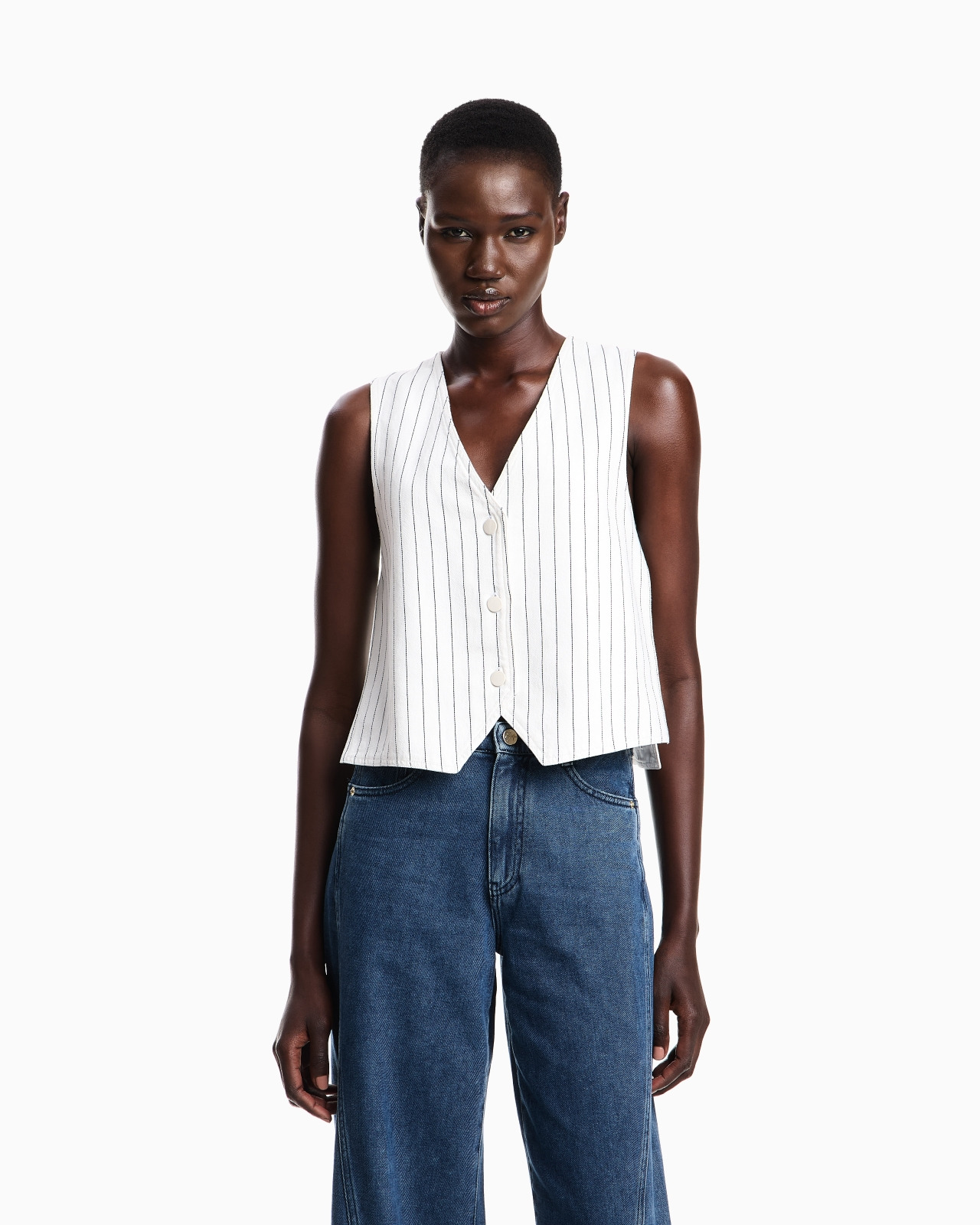 SINGLE-BREASTED WAISTCOAT IN GARMENT-DYED STRIPED BULL - 4