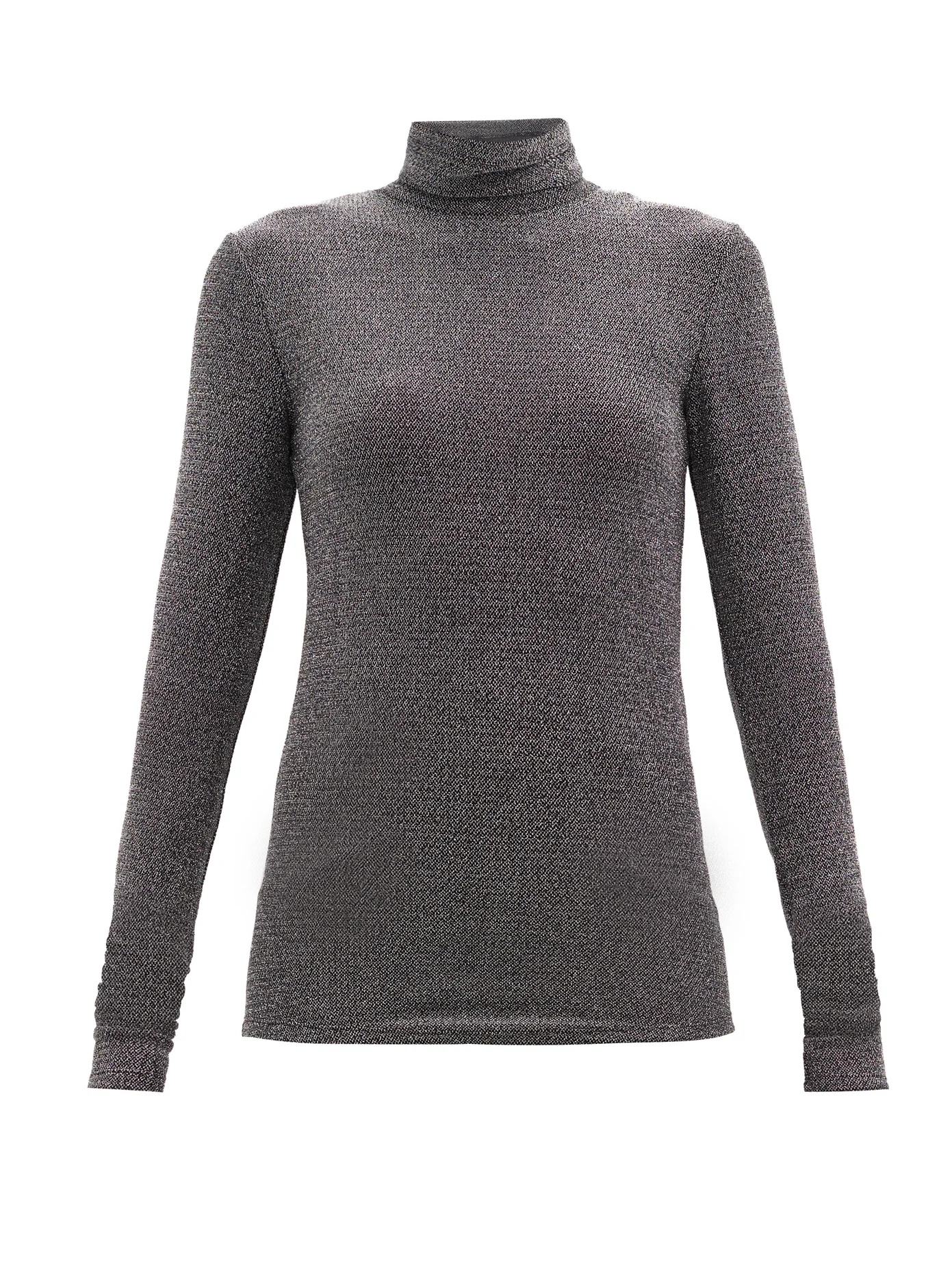 Woyela roll-neck Lurex-jersey long-sleeved top - 1