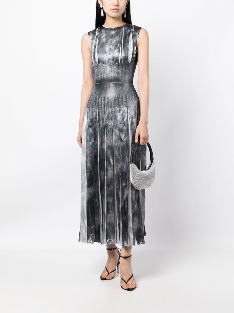 COSTARELLOS box-pleated sleeveless maxi dress outlook