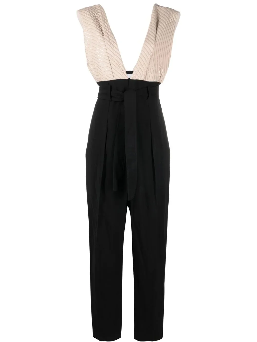 V-neck belted jumpsuit - 1