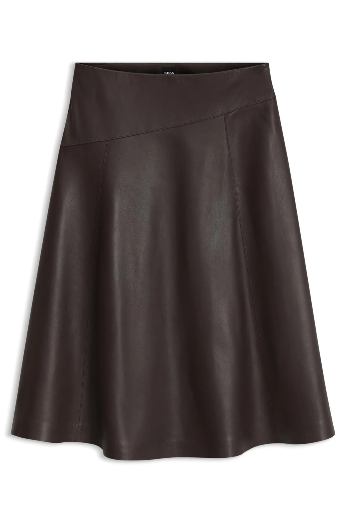 A-LINE NAPPA LEATHER SKIRT WITH DIAGONAL CUT - 1