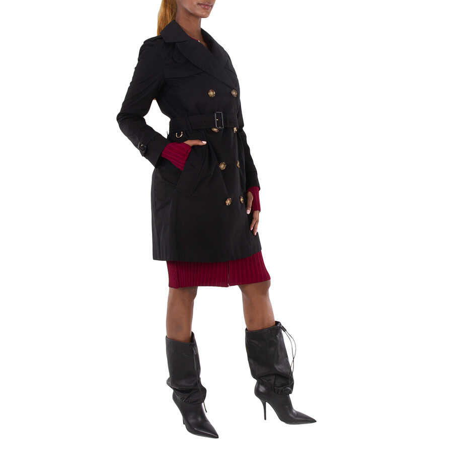 Burberry Ladies Black Double-breasted Belted Trench Coat - 5