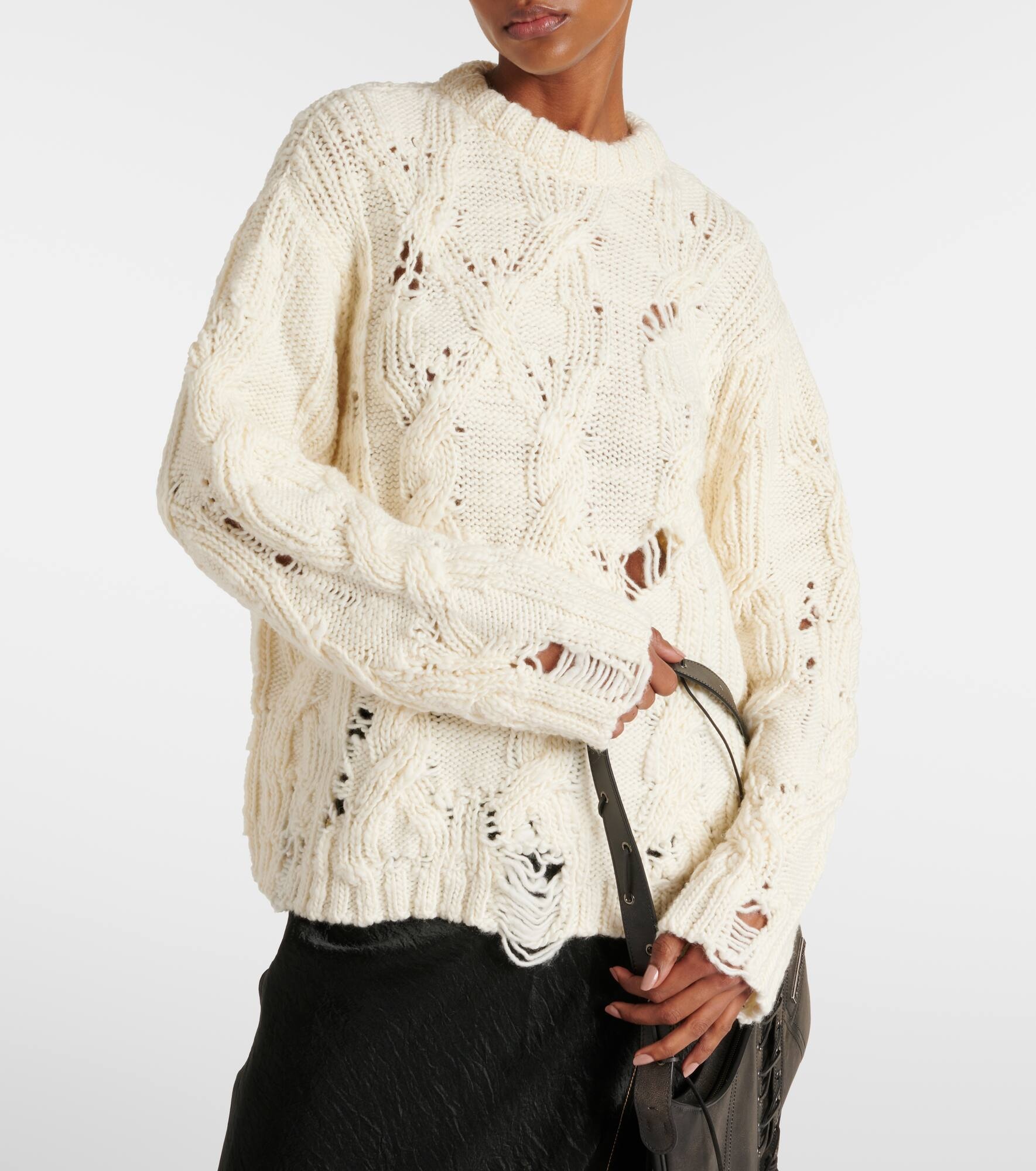 Kolda distressed cable-knit wool sweater - 4