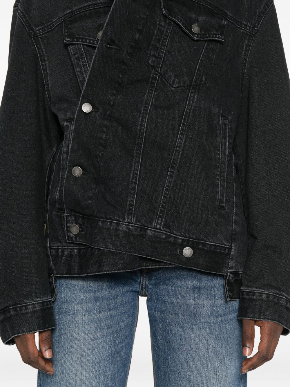 button-fastening denim jacket - 5