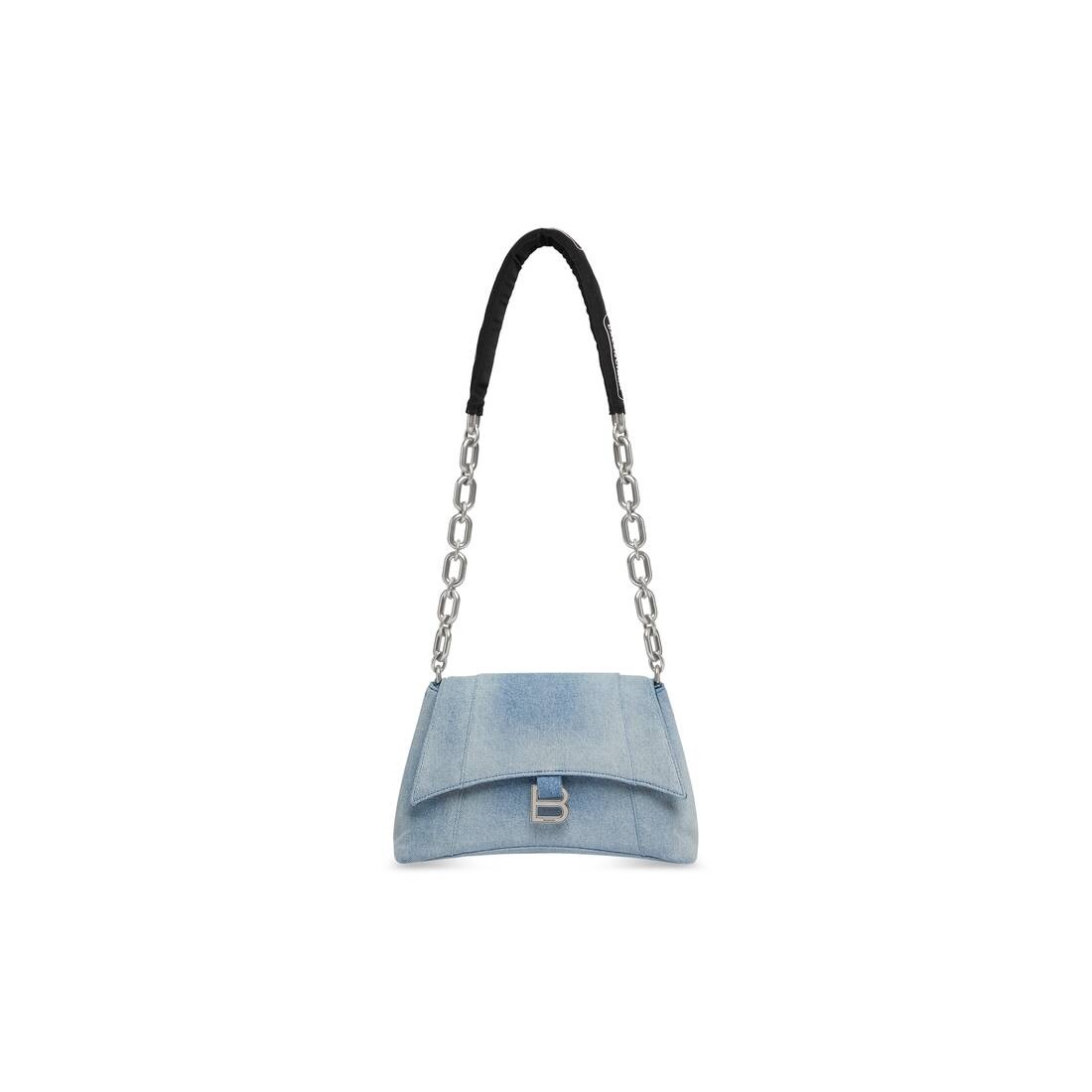 downtown small shoulder bag with chain in denim - 1