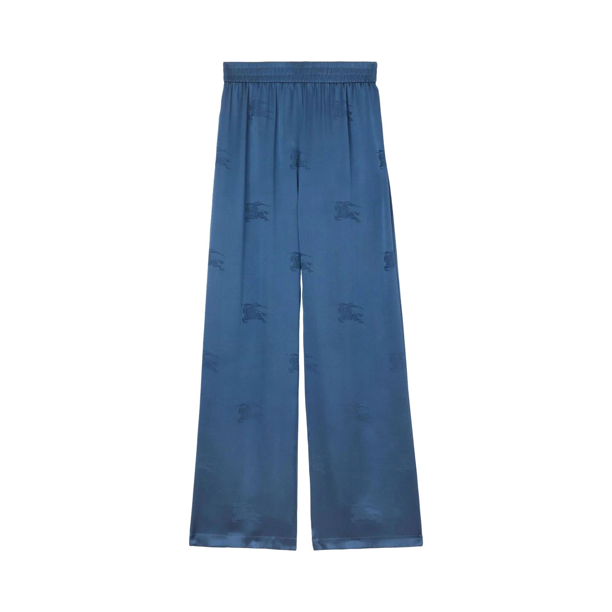 Burberry Logo Jacquard Wide Leg Trousers 'Muted Navy' - 1