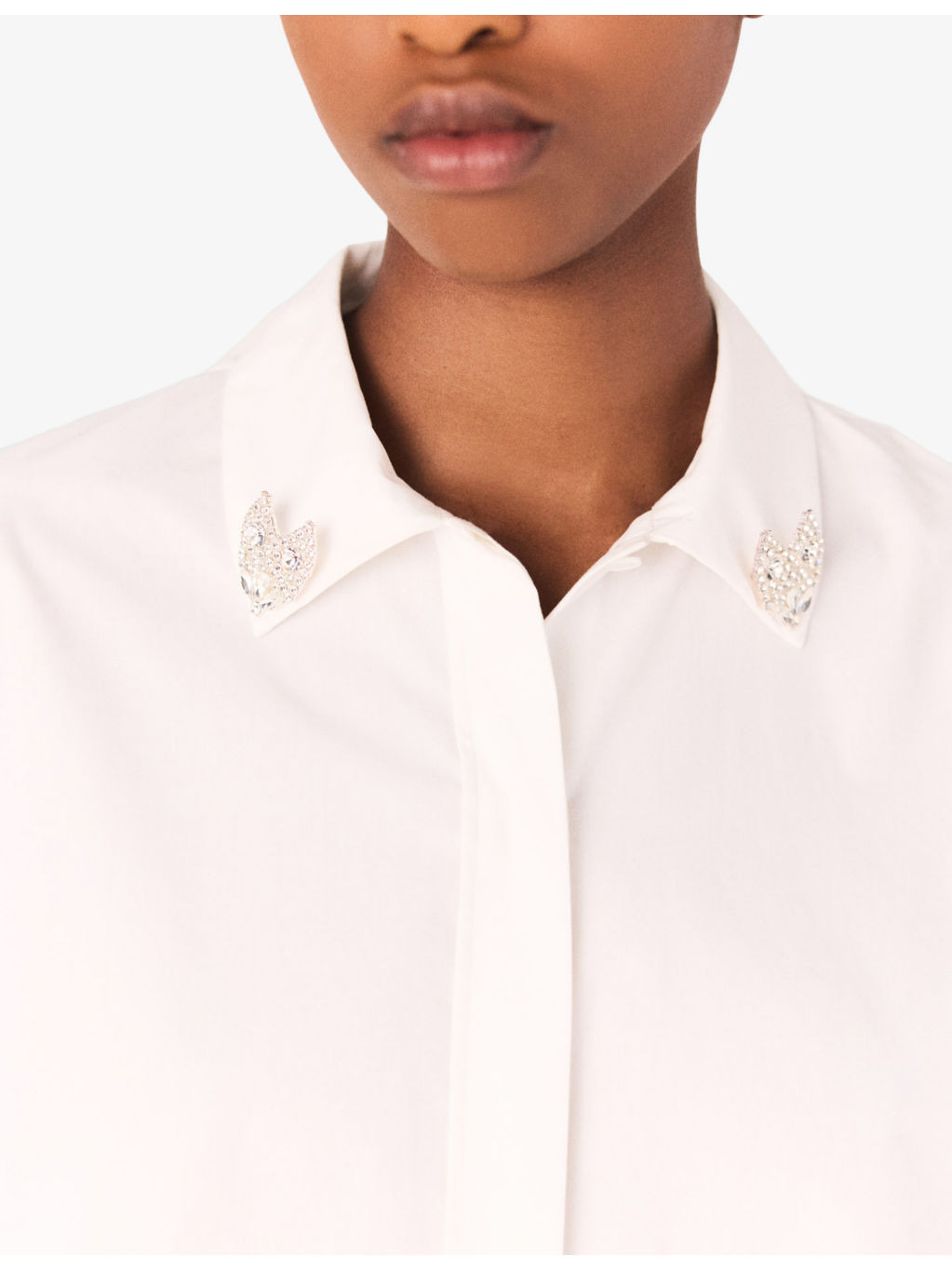 Cropped Jewel-Embellished Cotton Shirt - 5