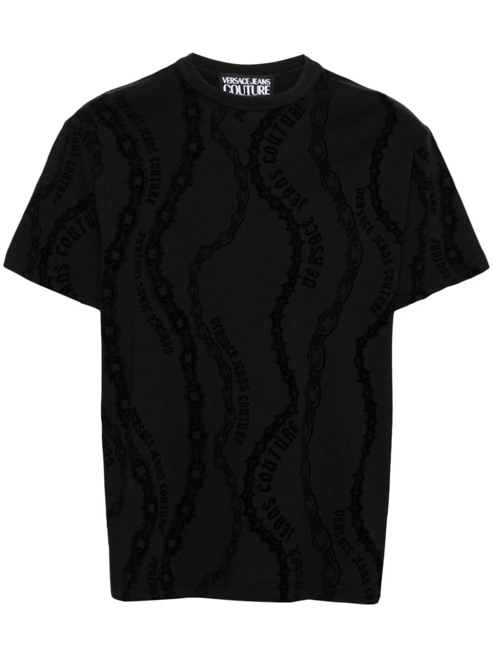 flocked-logo cotton T-shirt - 1