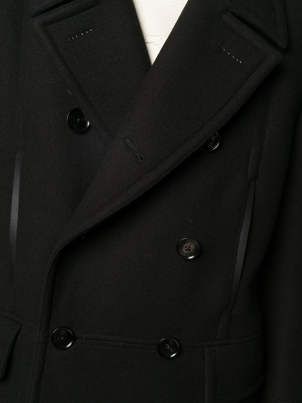 double-breasted mid-length coat - 5