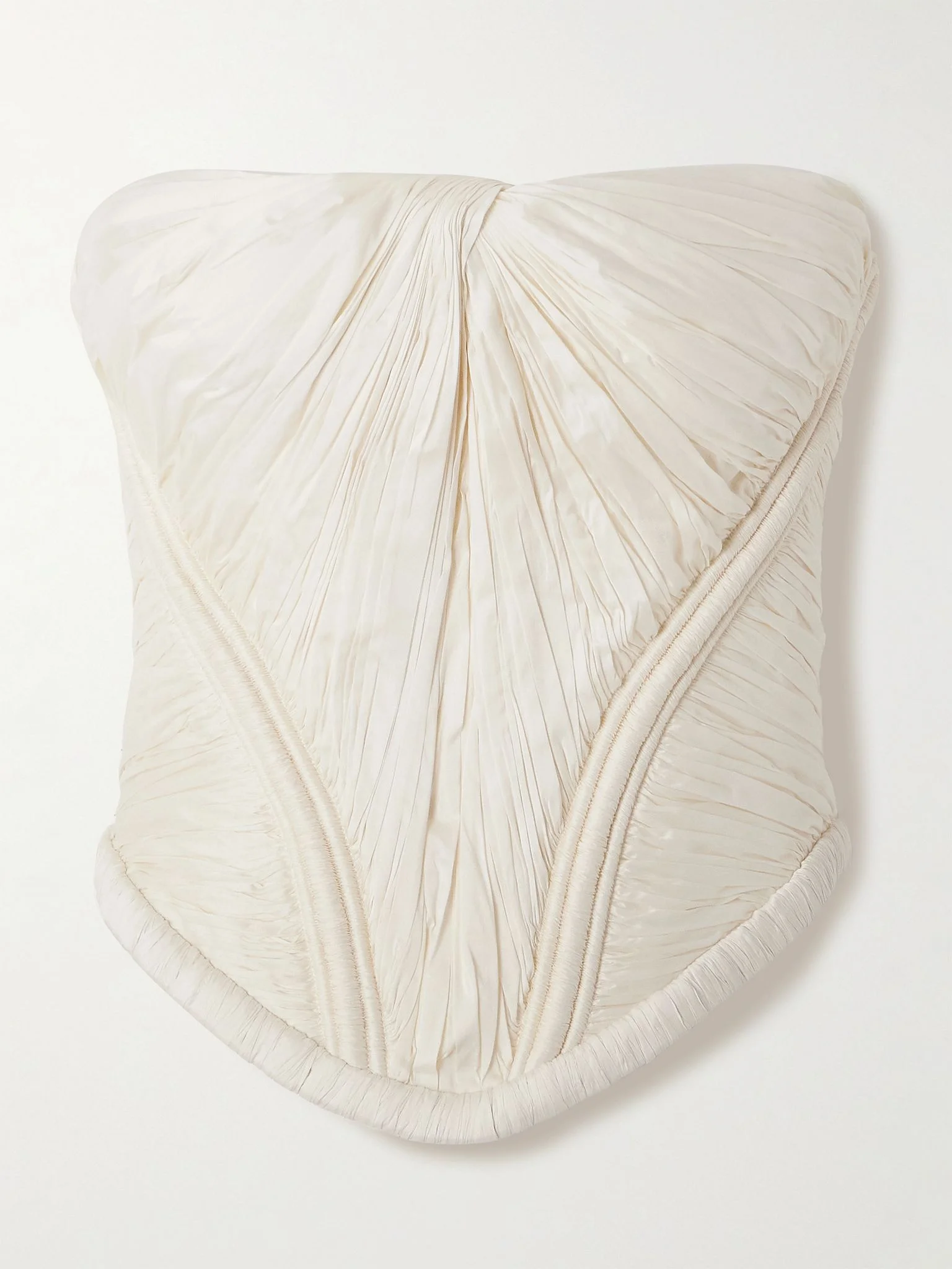 Priscilla strapless gathered taffeta bustier top Ivory - 1