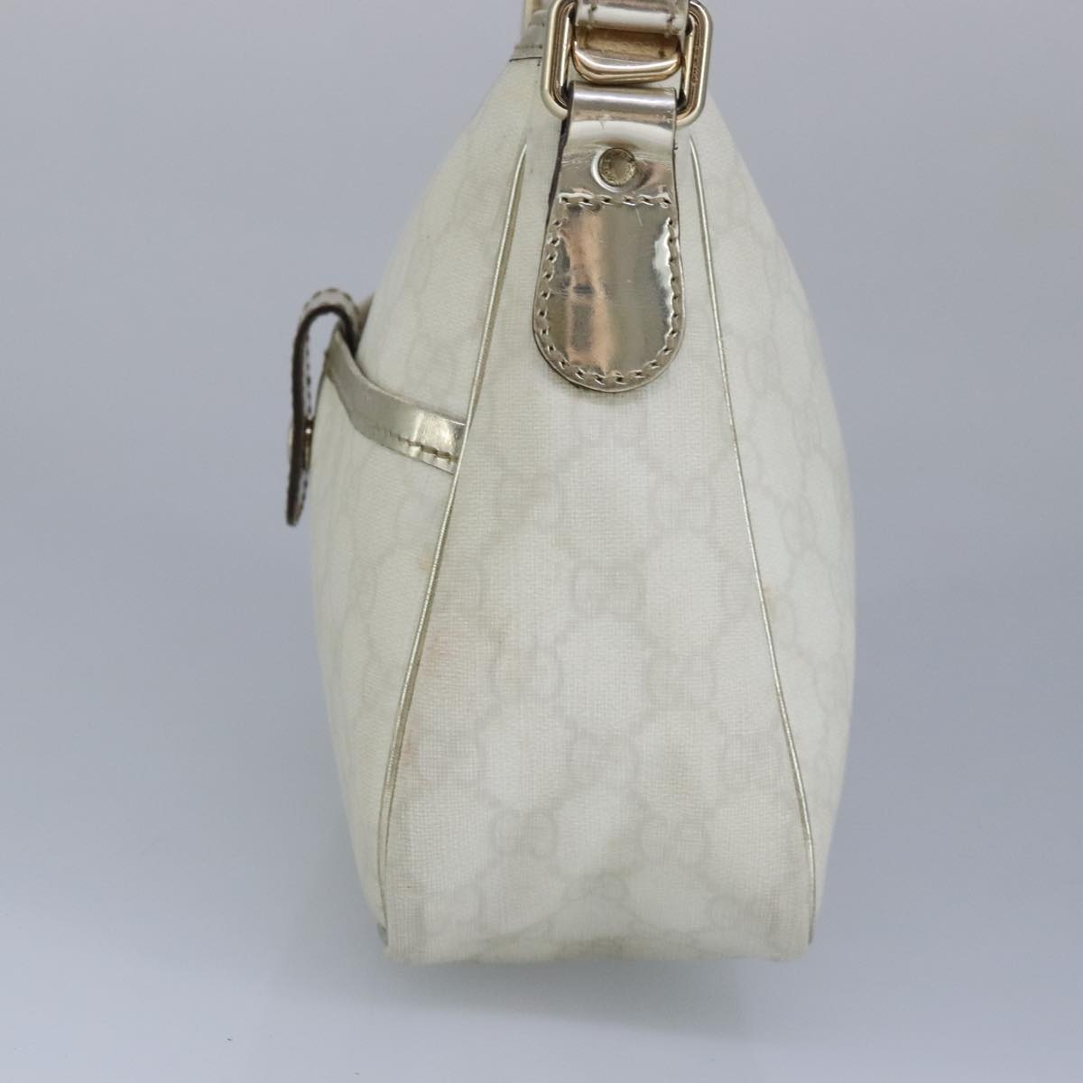 GUCCI GG Supreme Hand Bag Pvc Leather White Gold - 4