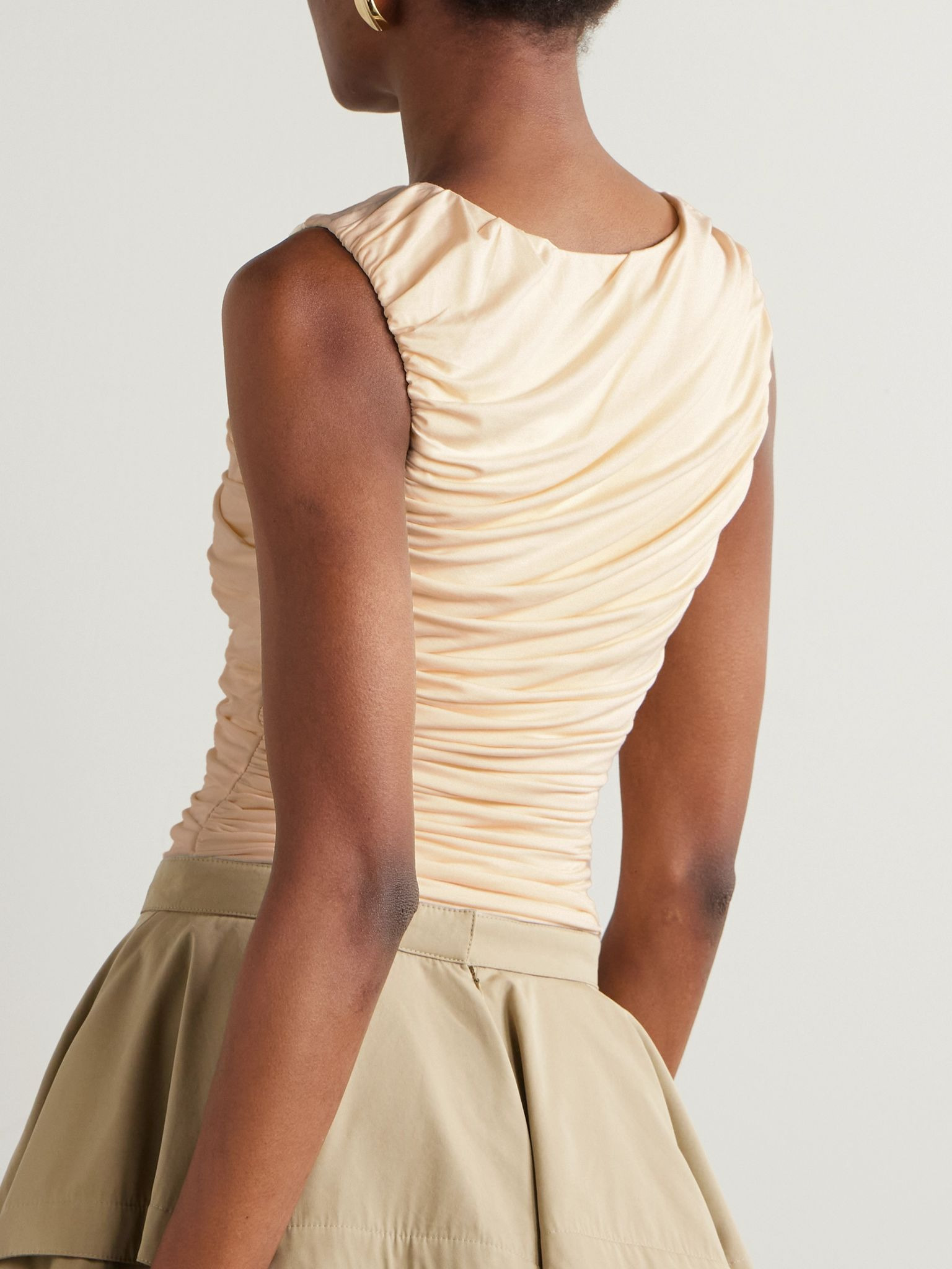 Ora ruched stretch-bamboo jersey bodysuit Cream - 3