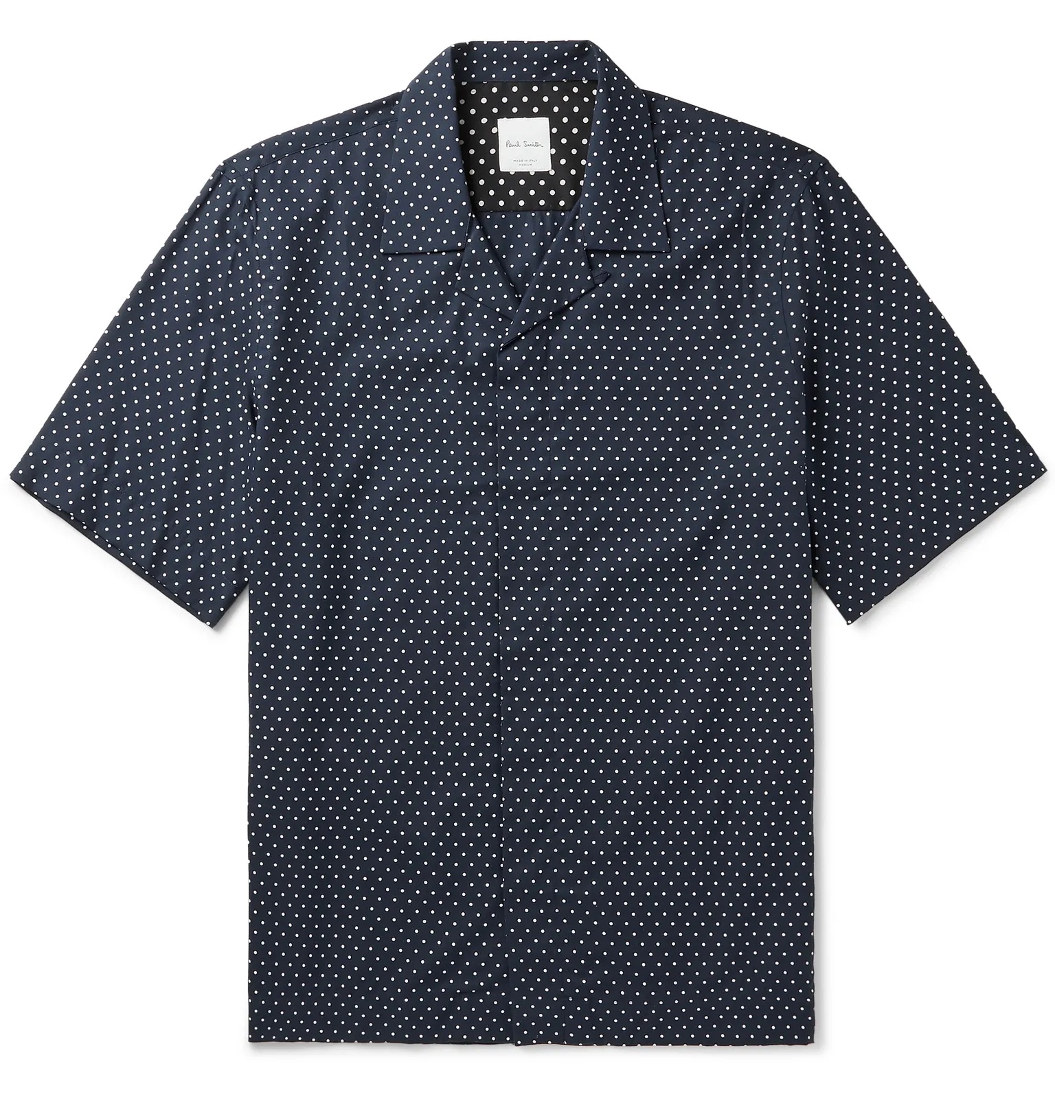 Camp-Collar Polka-Dot Cotton Shirt - 1