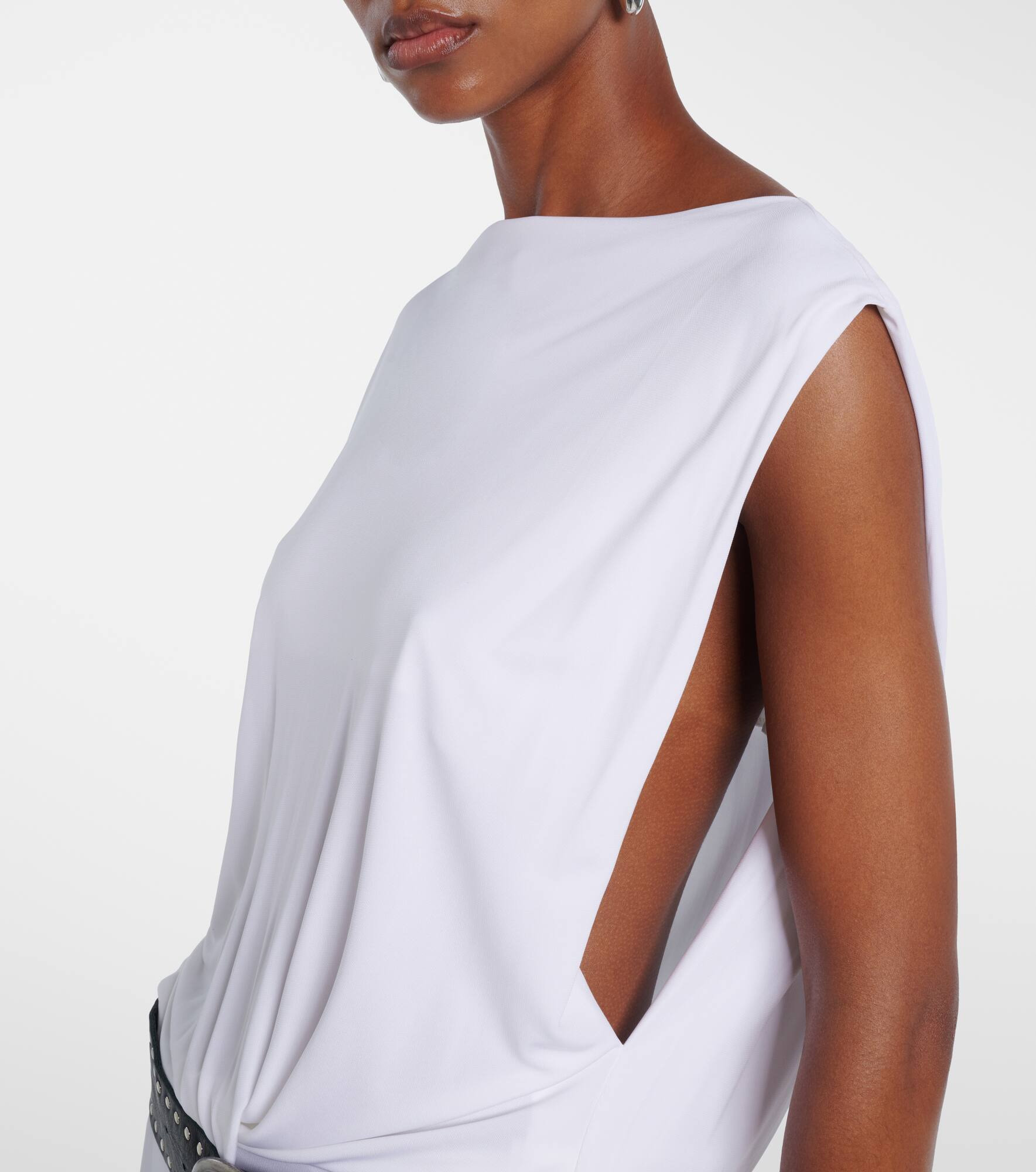 Belted draped jersey maxi dress - 4
