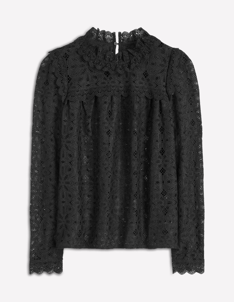 Lace Trim Detail Top-Black 1