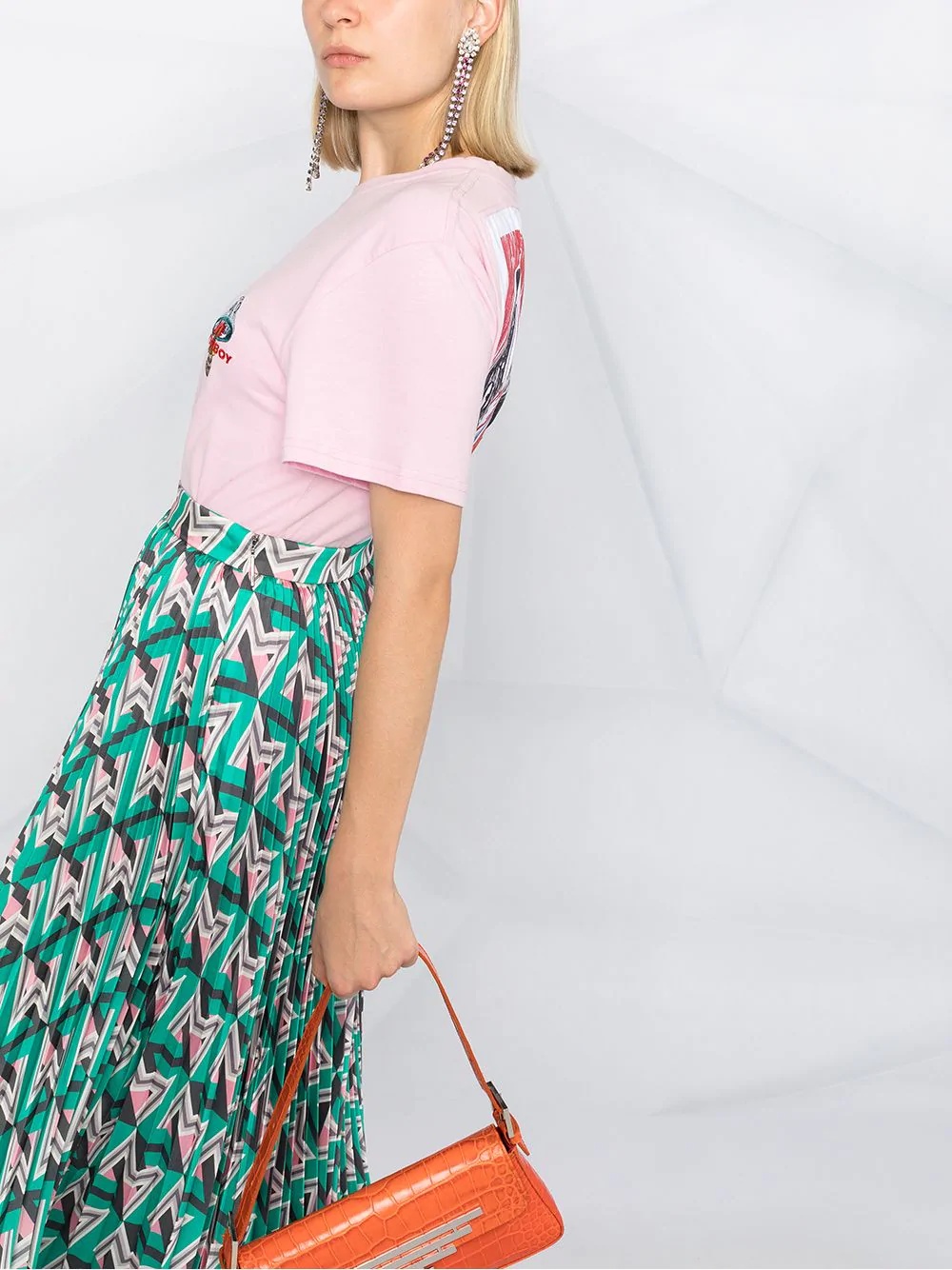 geometric pattern pleated midi skirt - 5