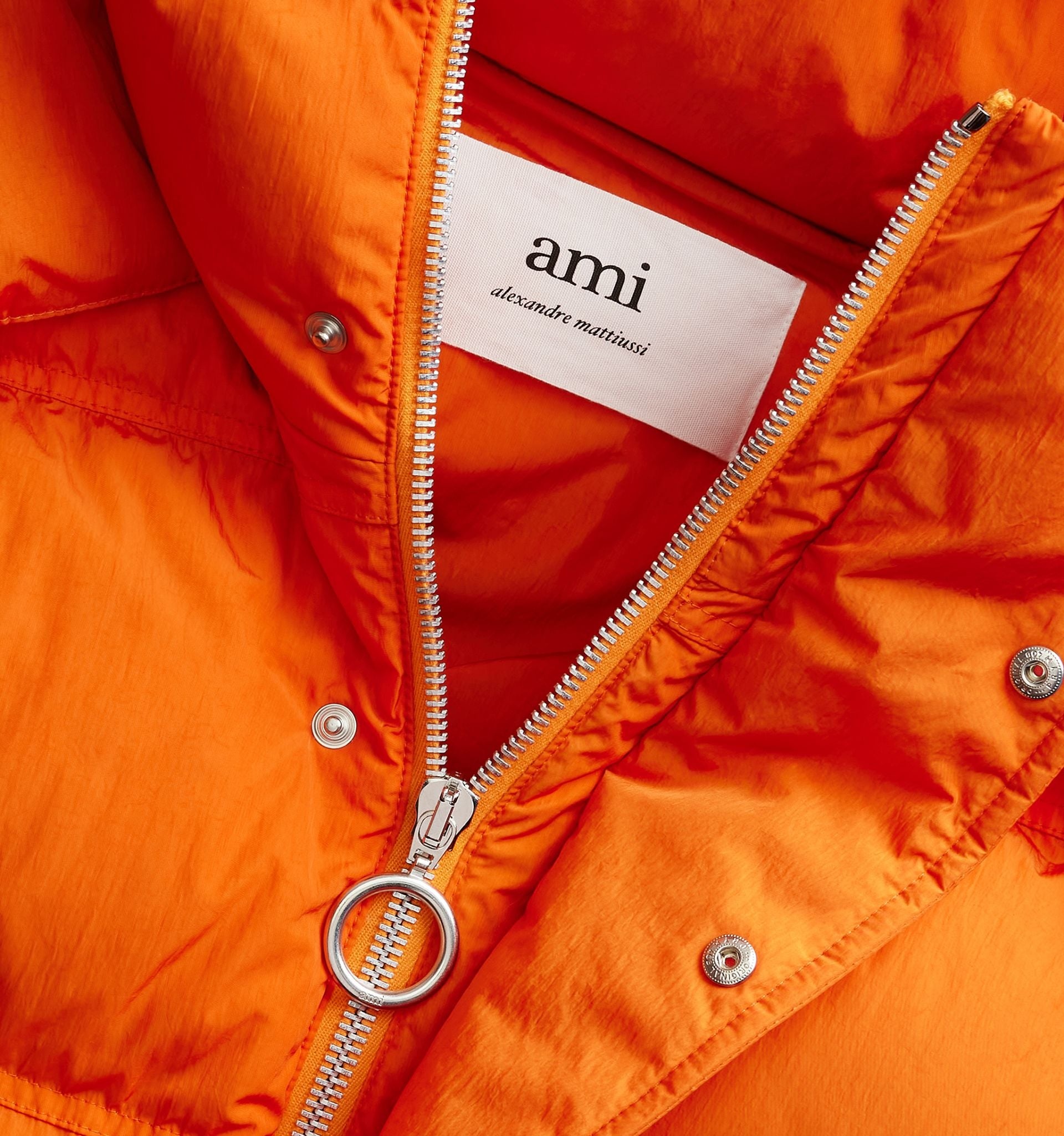 Ami Paris Chest Logo-Print Padded Jacket Black/Orange