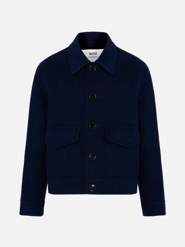 Boxy Fit Double Face Jacket Night Blue - 1