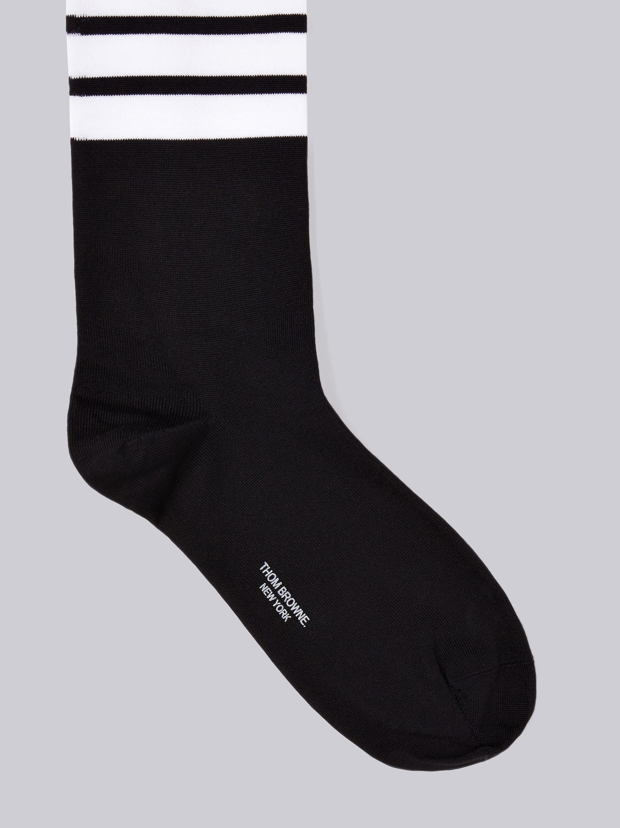 Navy Lightweight Cotton Mid-calf 4-Bar Socks - 2