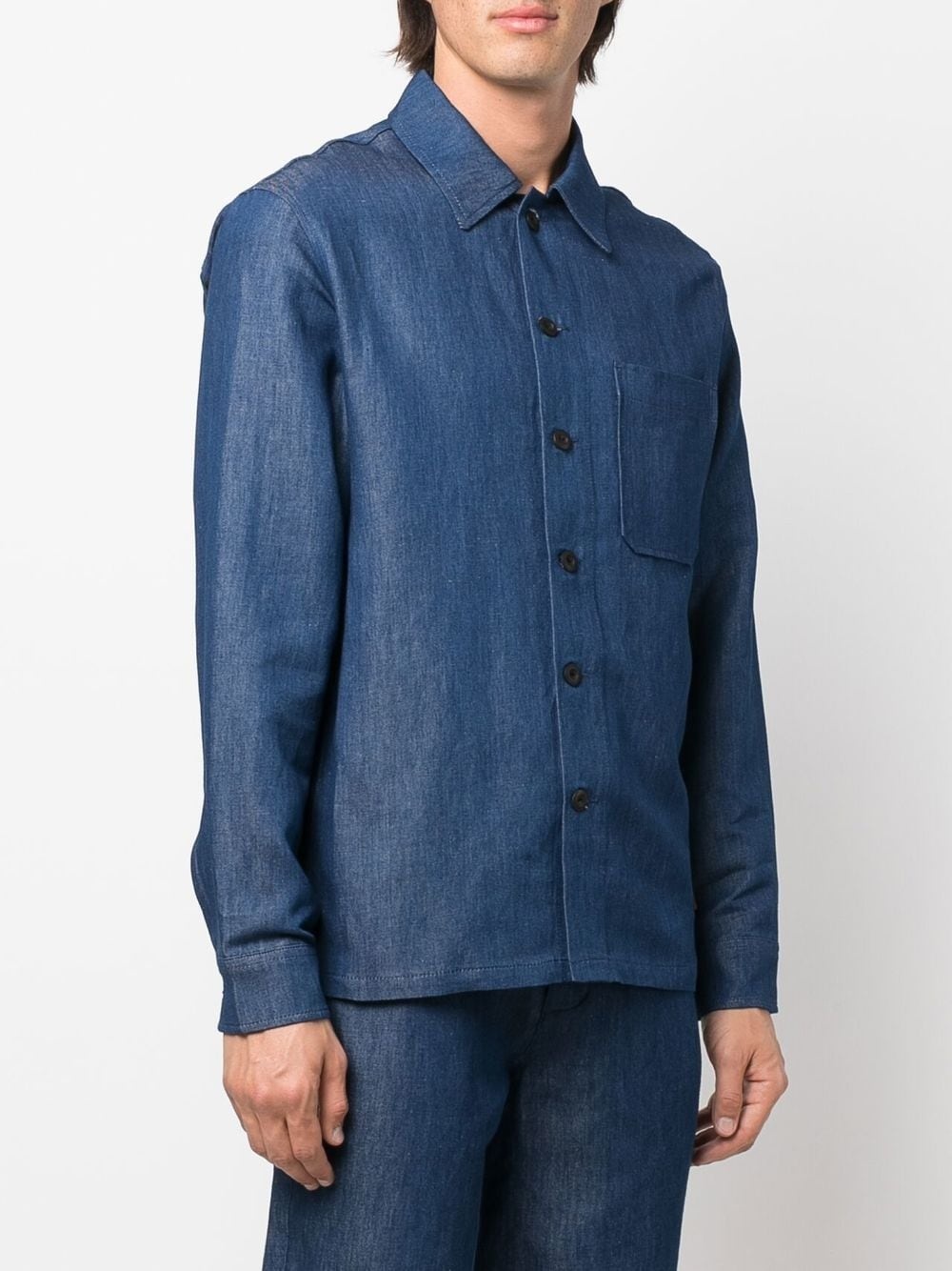 logo-patch long-sleeve denim shirt - 3